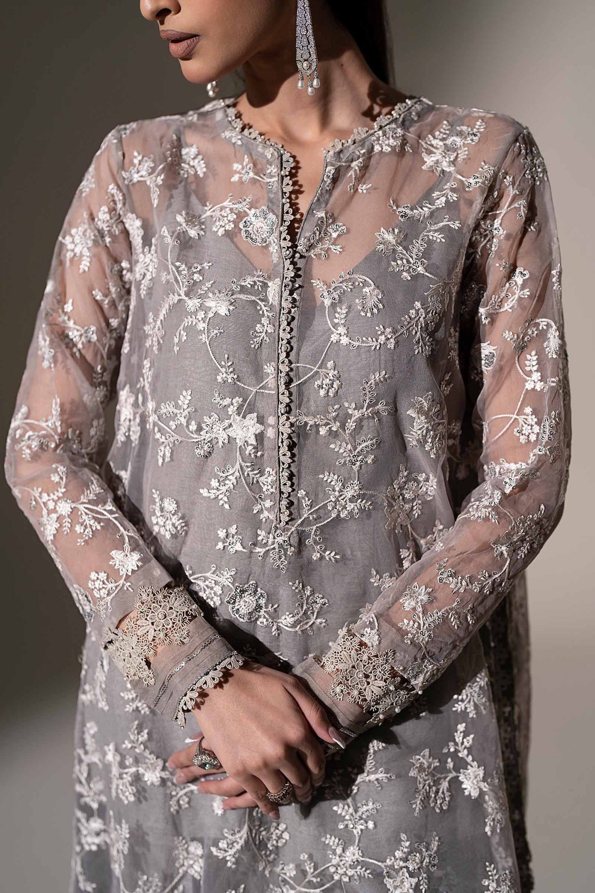 Embroidered Organza Fabric (1Pc)
