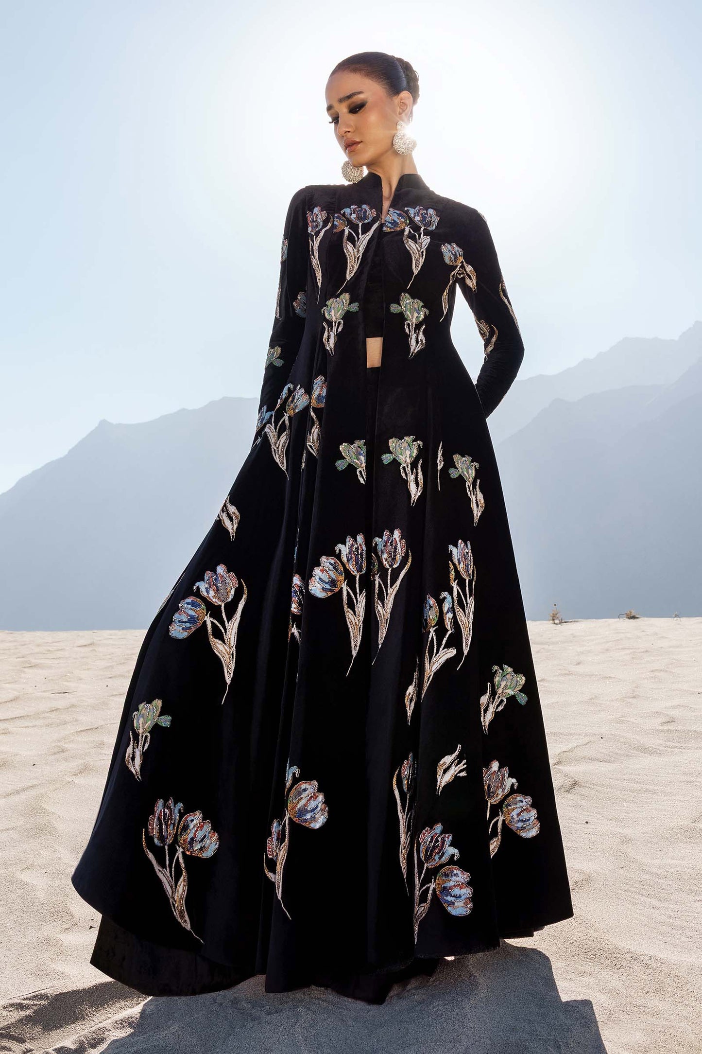 Embellished Velvet Fabric (1Pc) | LF-CH25-07