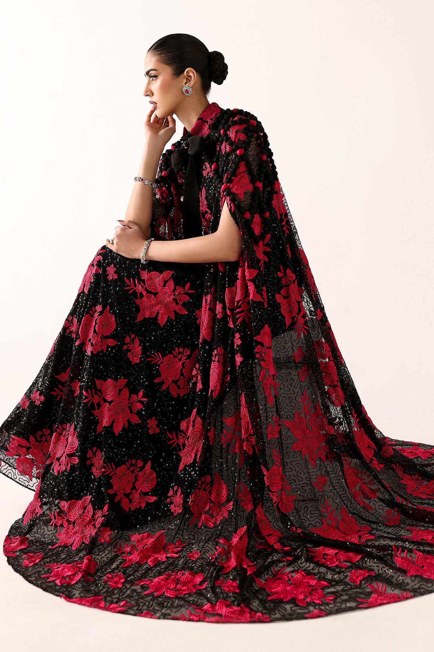 Embroidered Net Fabric (2Pcs)