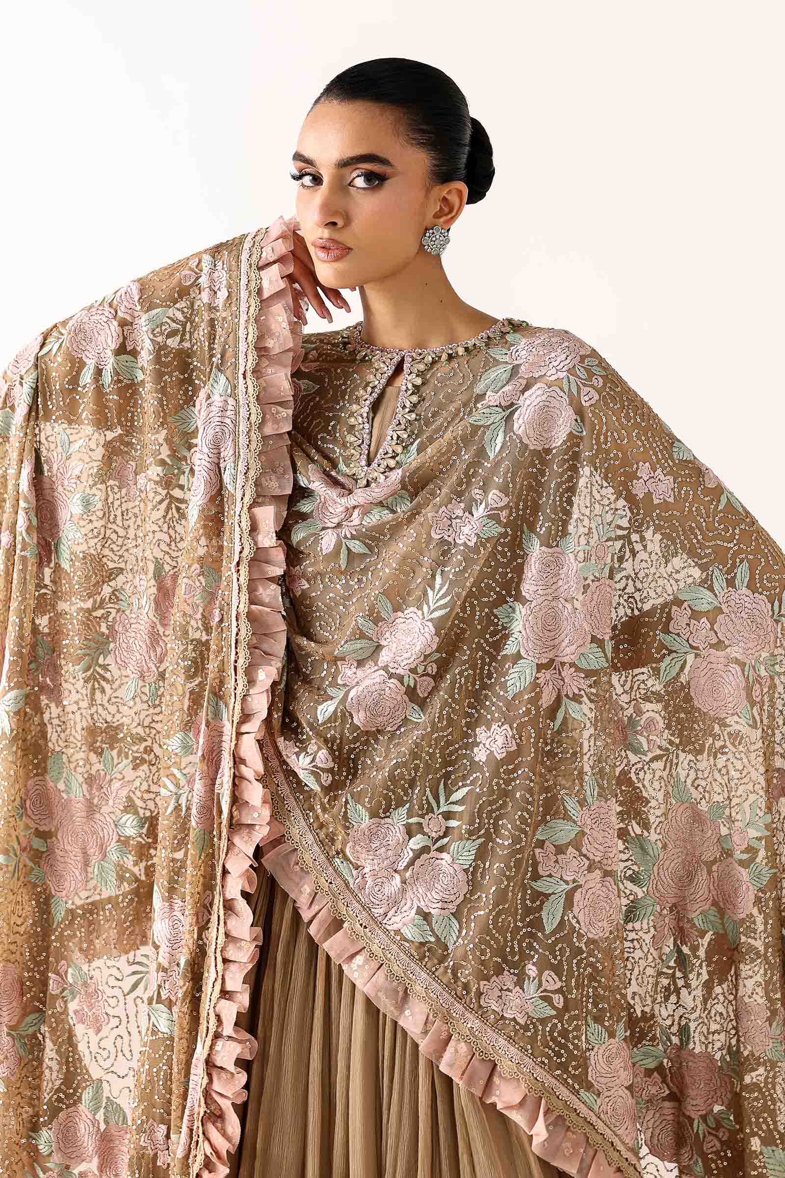 Embroidered Net Fabric (2Pcs)