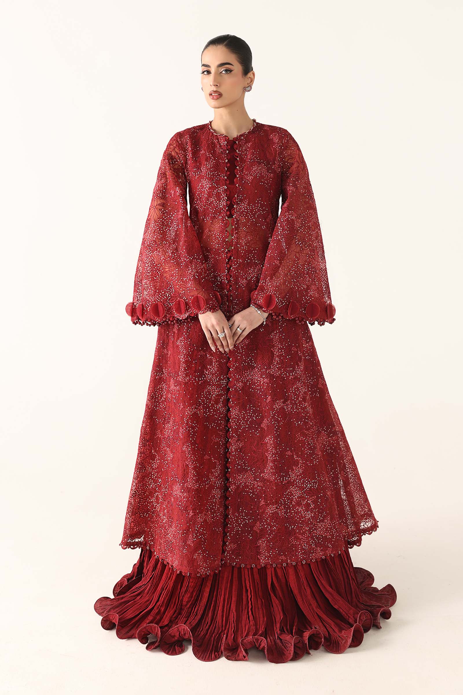 Embroidered Organza Fabric (2Pcs)