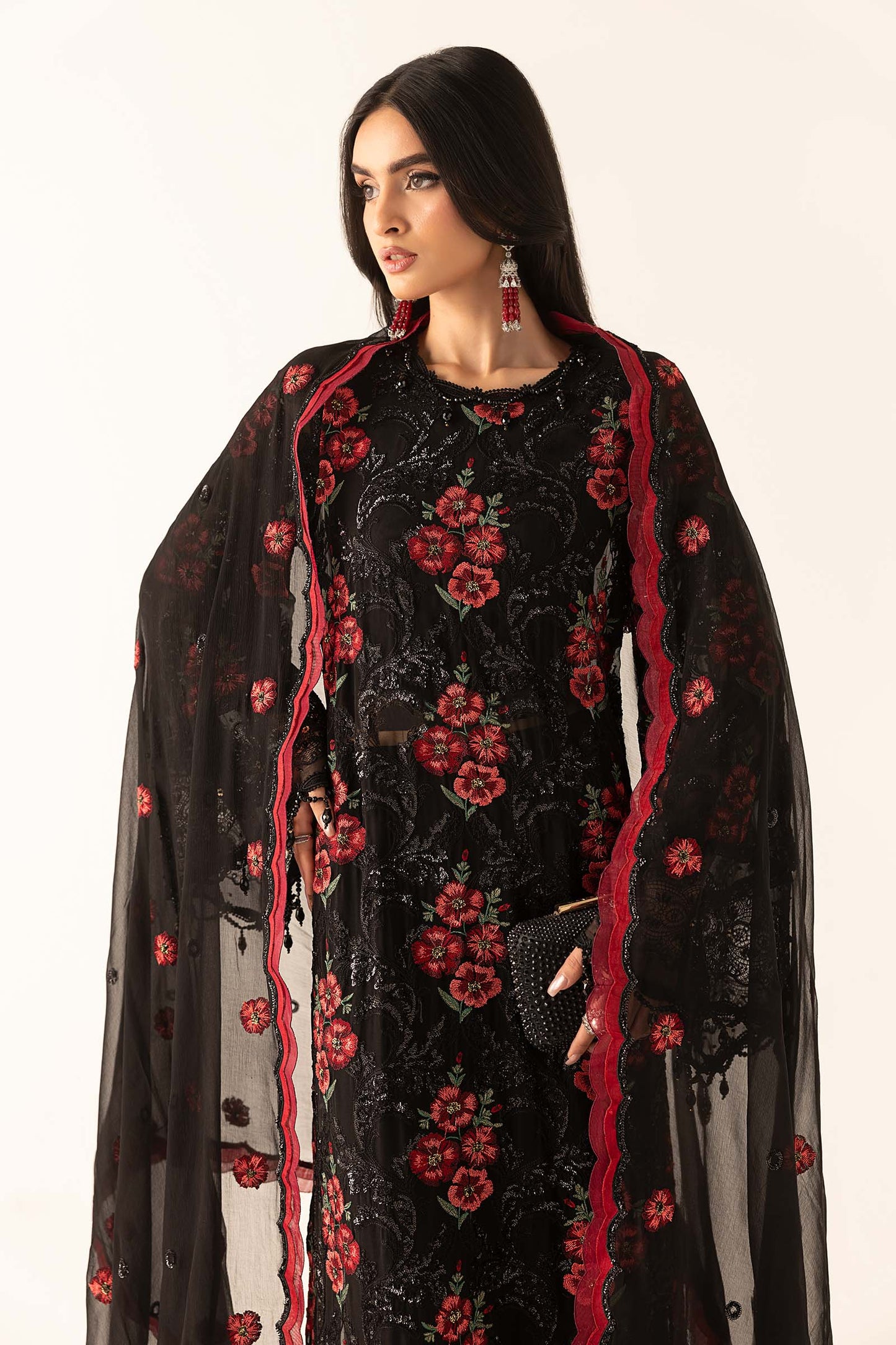 Embroidered Chiffon Fabric (3Pcs)