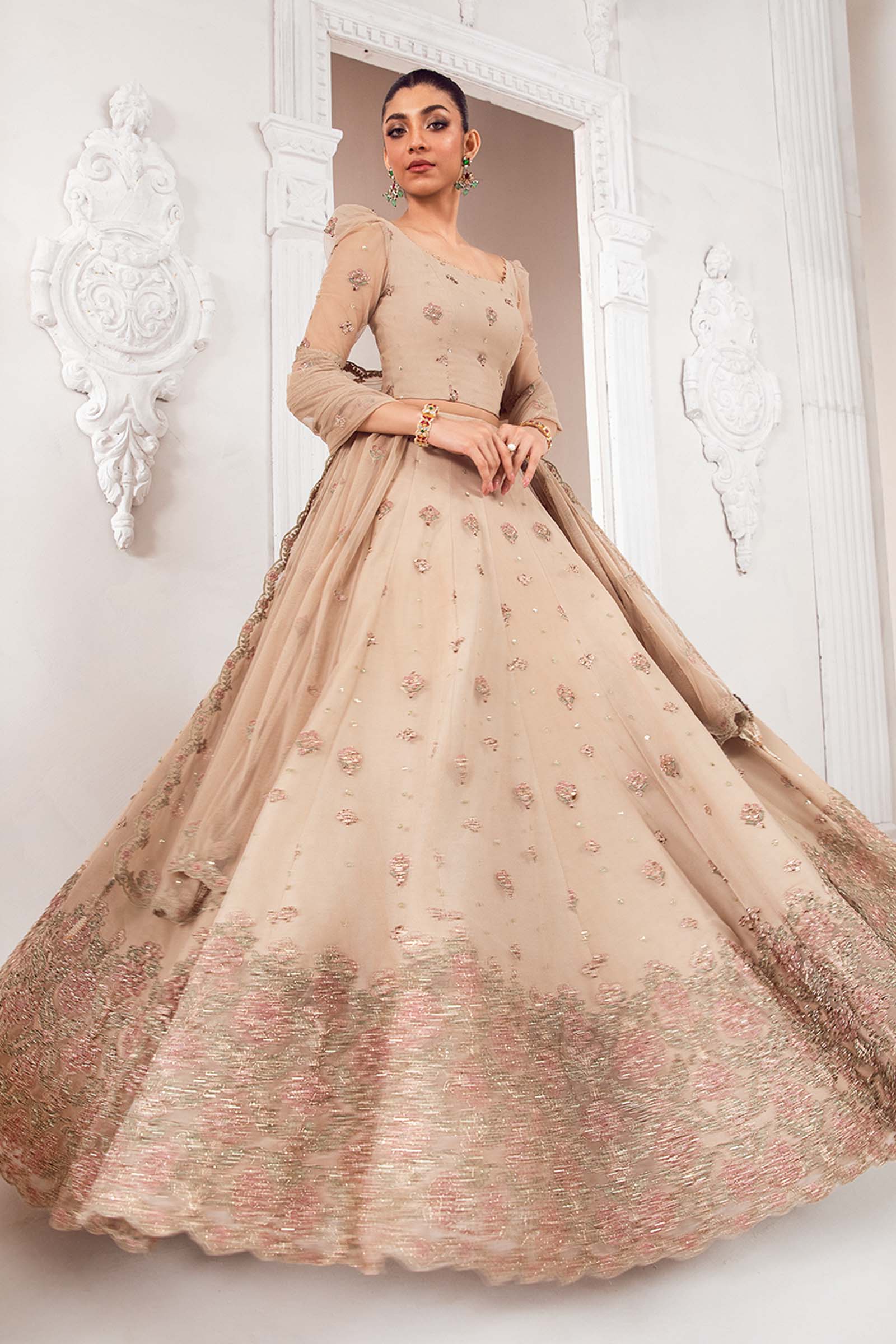 Embroidered Poly Net Fabric (3Pcs) | LF-703
