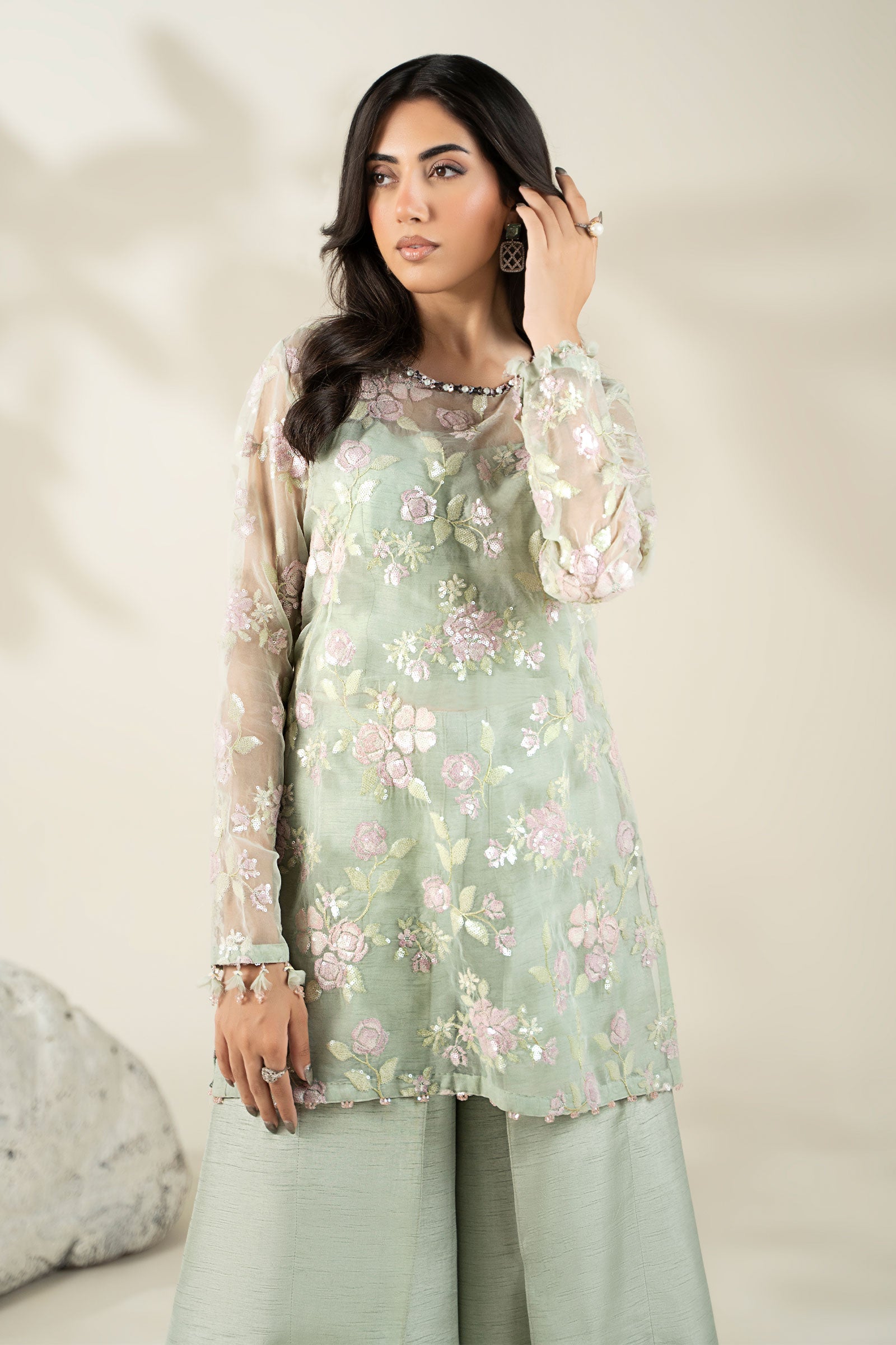 Embroidered Organza Fabric (2Pcs) | LF-911