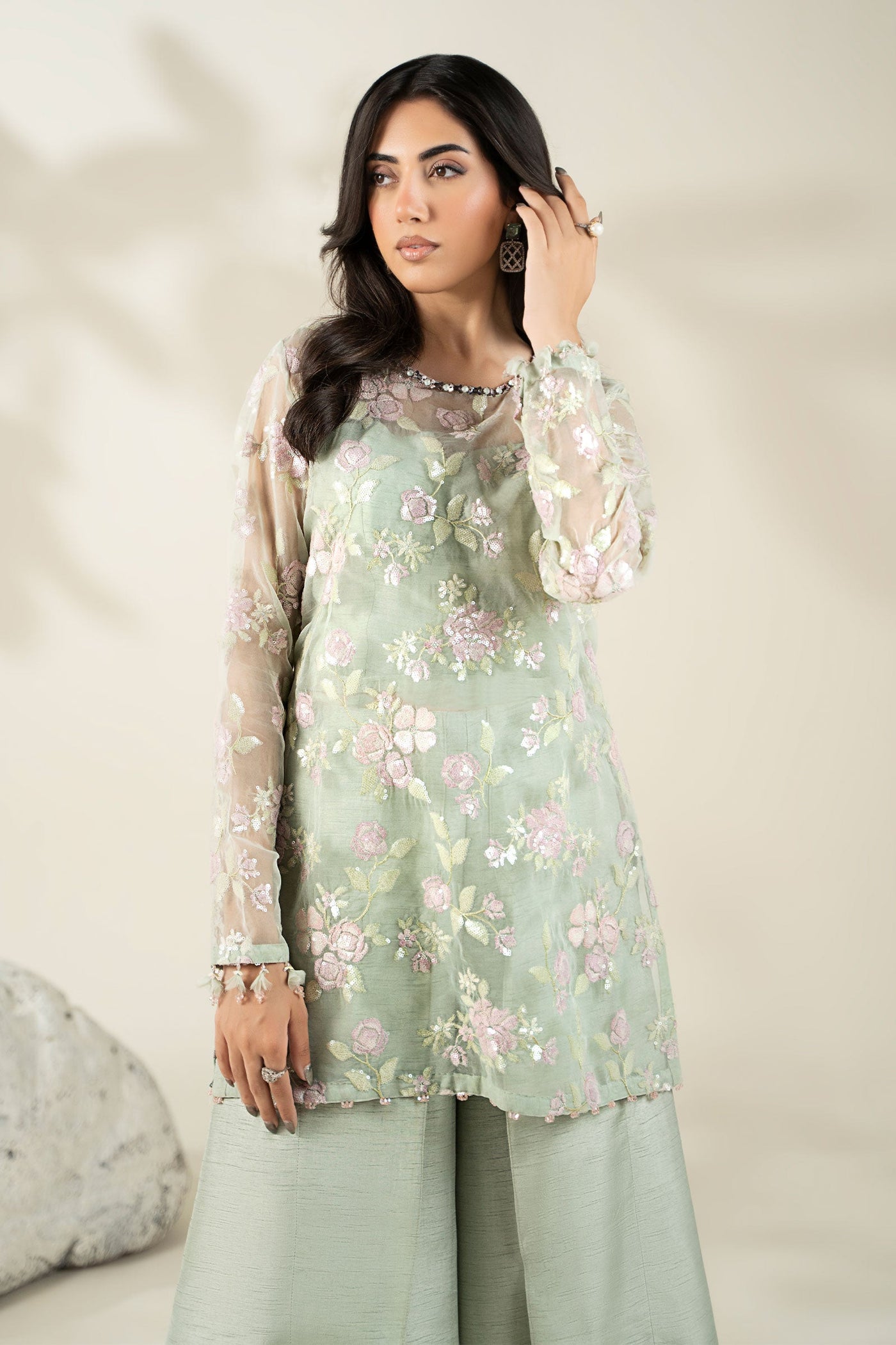 Embroidered Organza Fabric (2Pcs) | LF-911