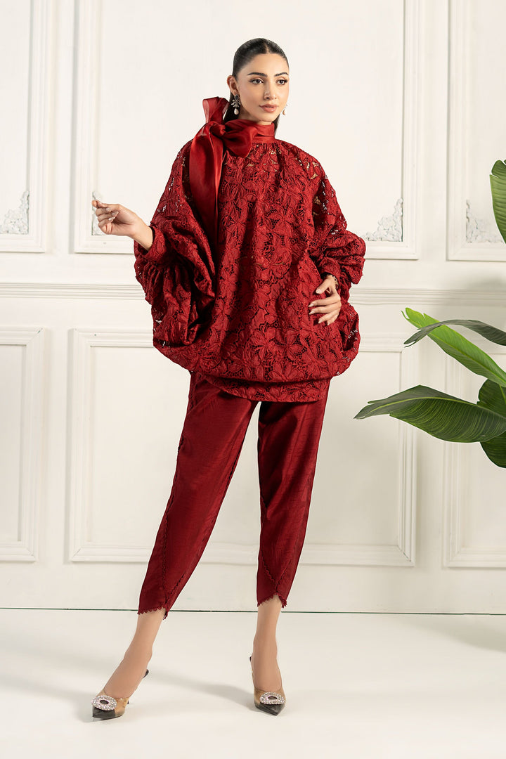 Embroidered Silk Fabric (1Pc) | LF-CH2 All Products LFCH002-OLN-RED