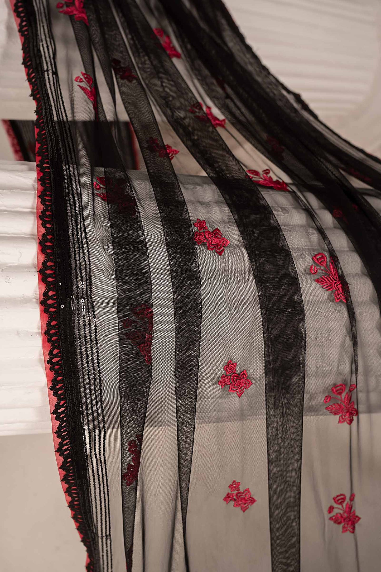 Embroidered Net Fabric (2Pcs)