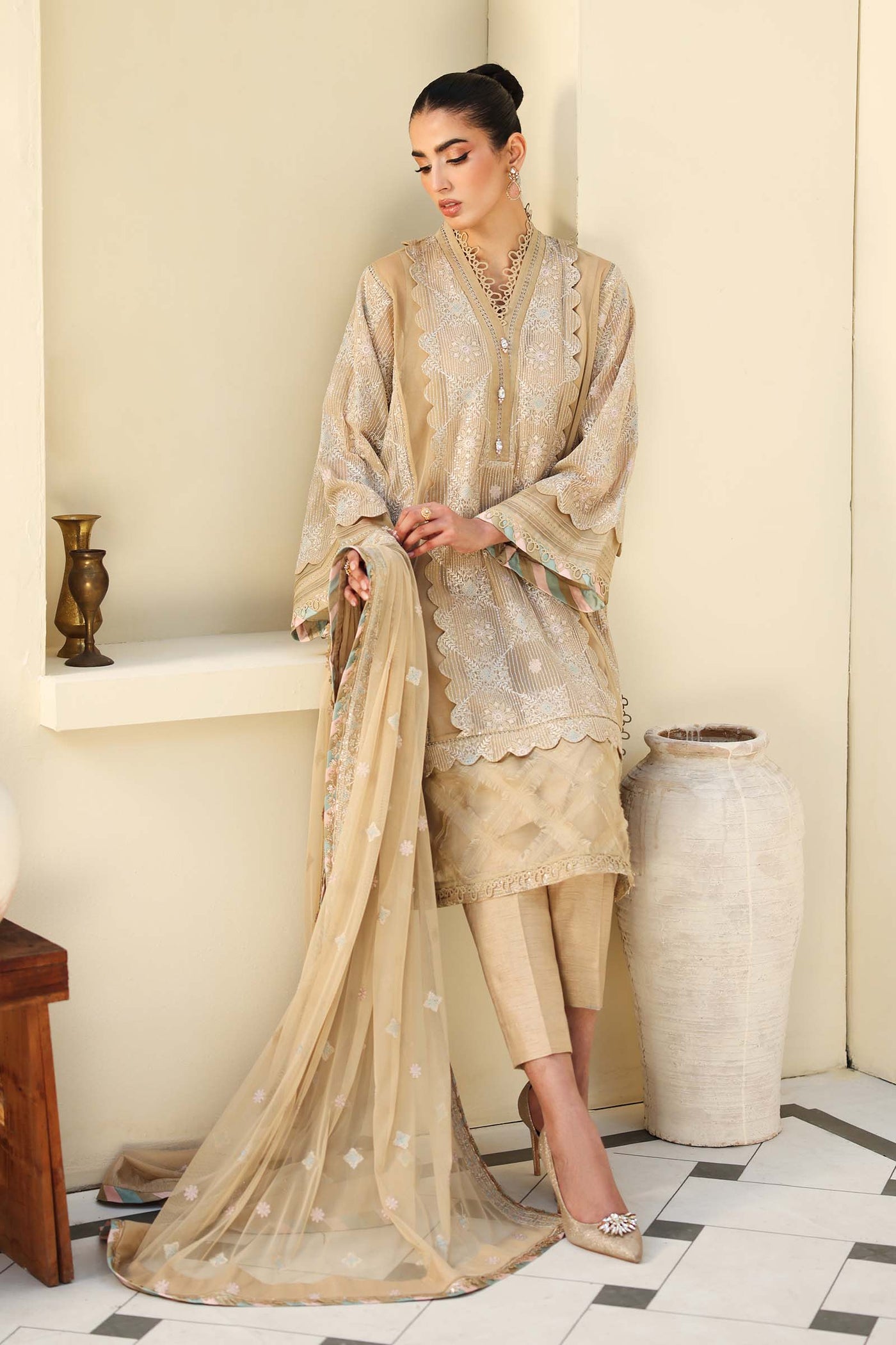 Embroidered Net Fabric (2Pcs) | LF-801