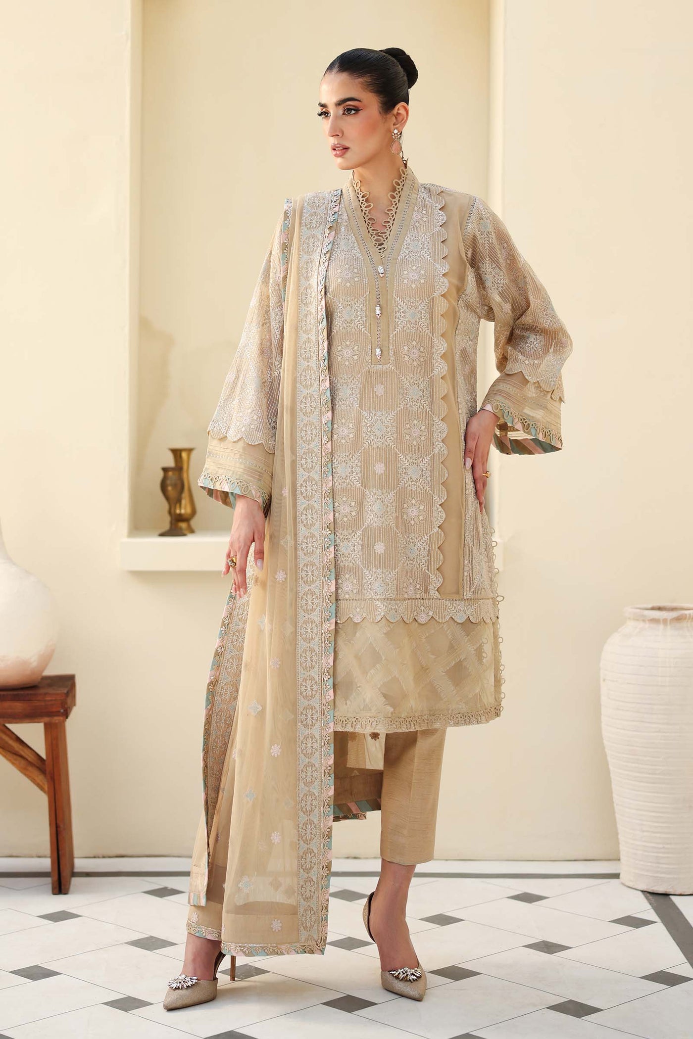 Embroidered Net Fabric (2Pcs) | LF-801