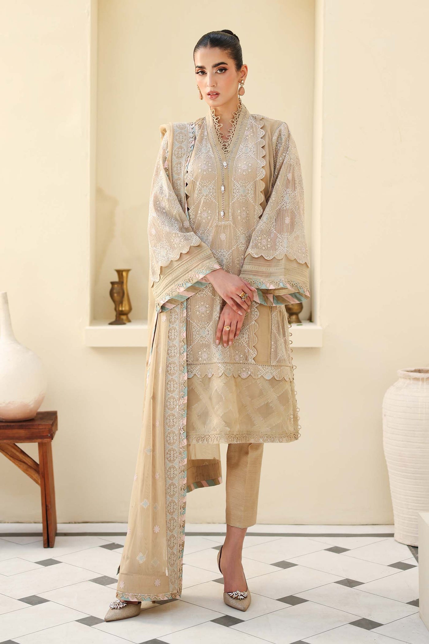 Embroidered Net Fabric (2Pcs) | LF-801