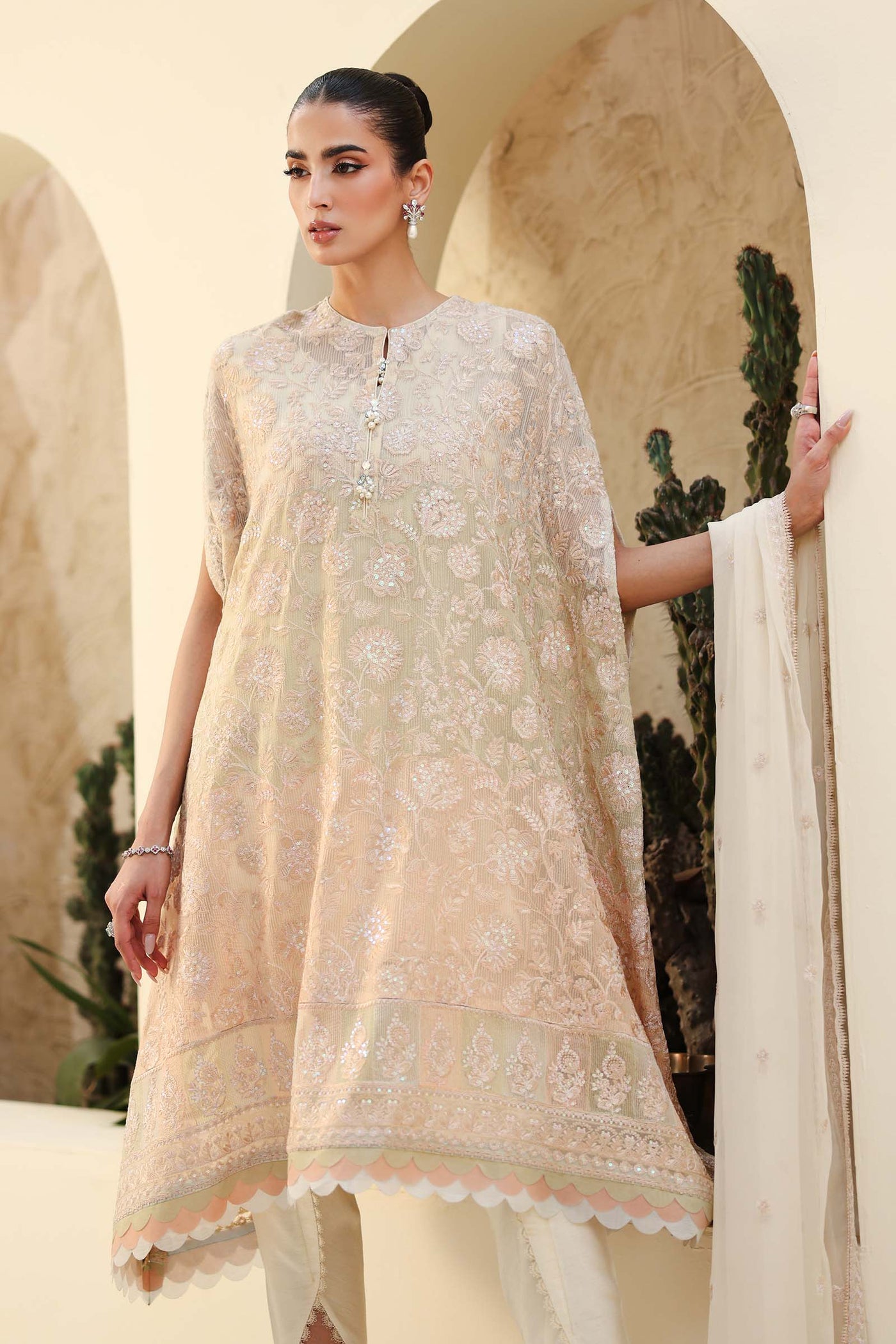 Embroidered Chiffon Fabric (2Pcs) | LF-817
