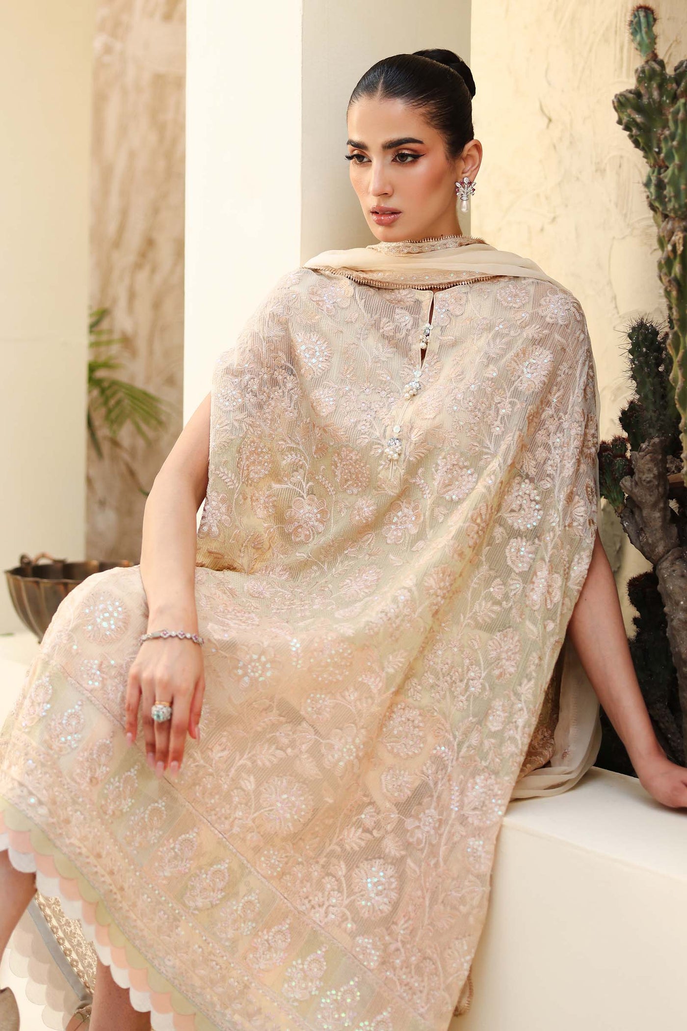 Embroidered Chiffon Fabric (2Pcs) | LF-817