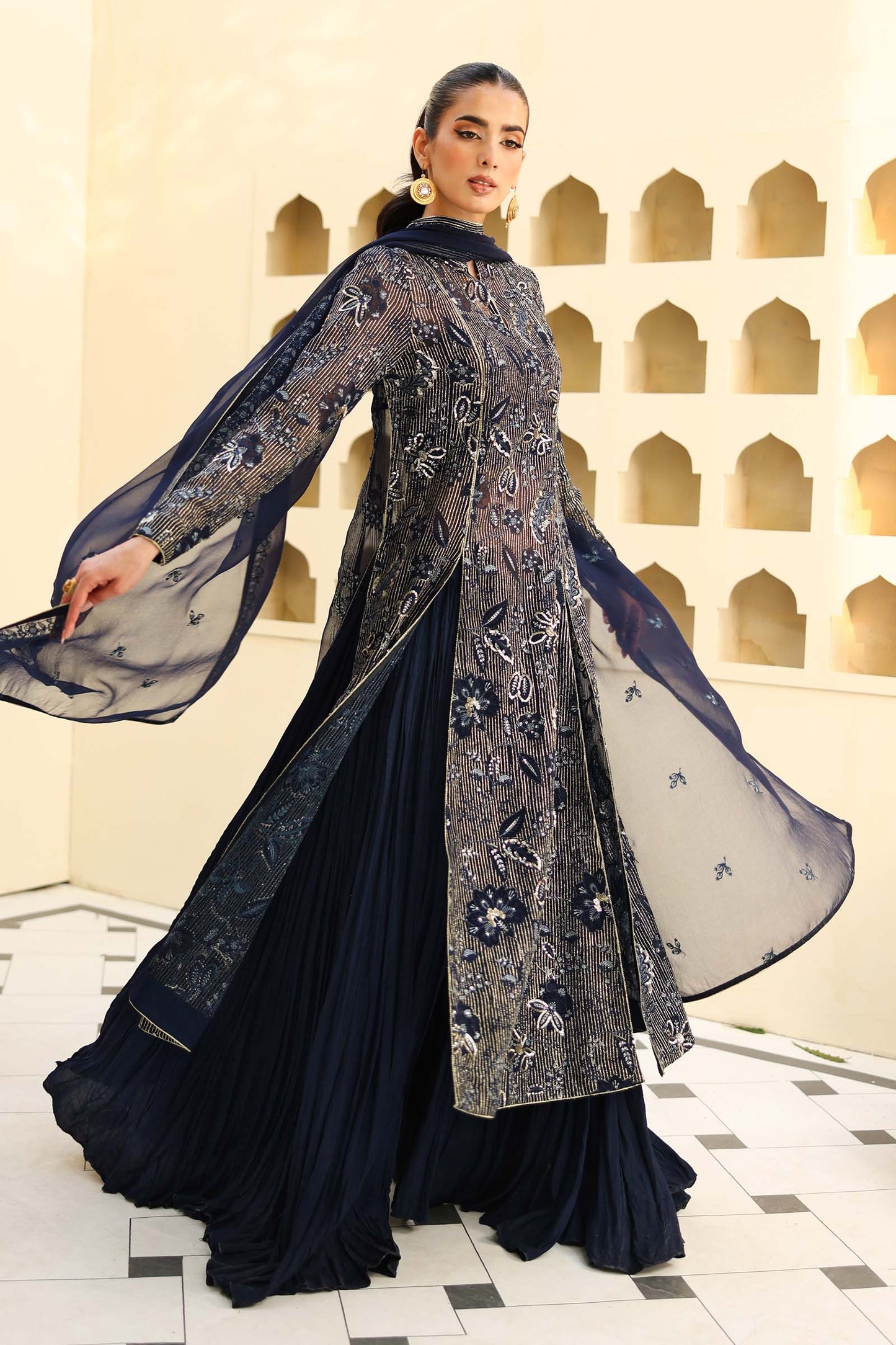 Embroidered Chiffon Fabric (3Pcs) | LF-819