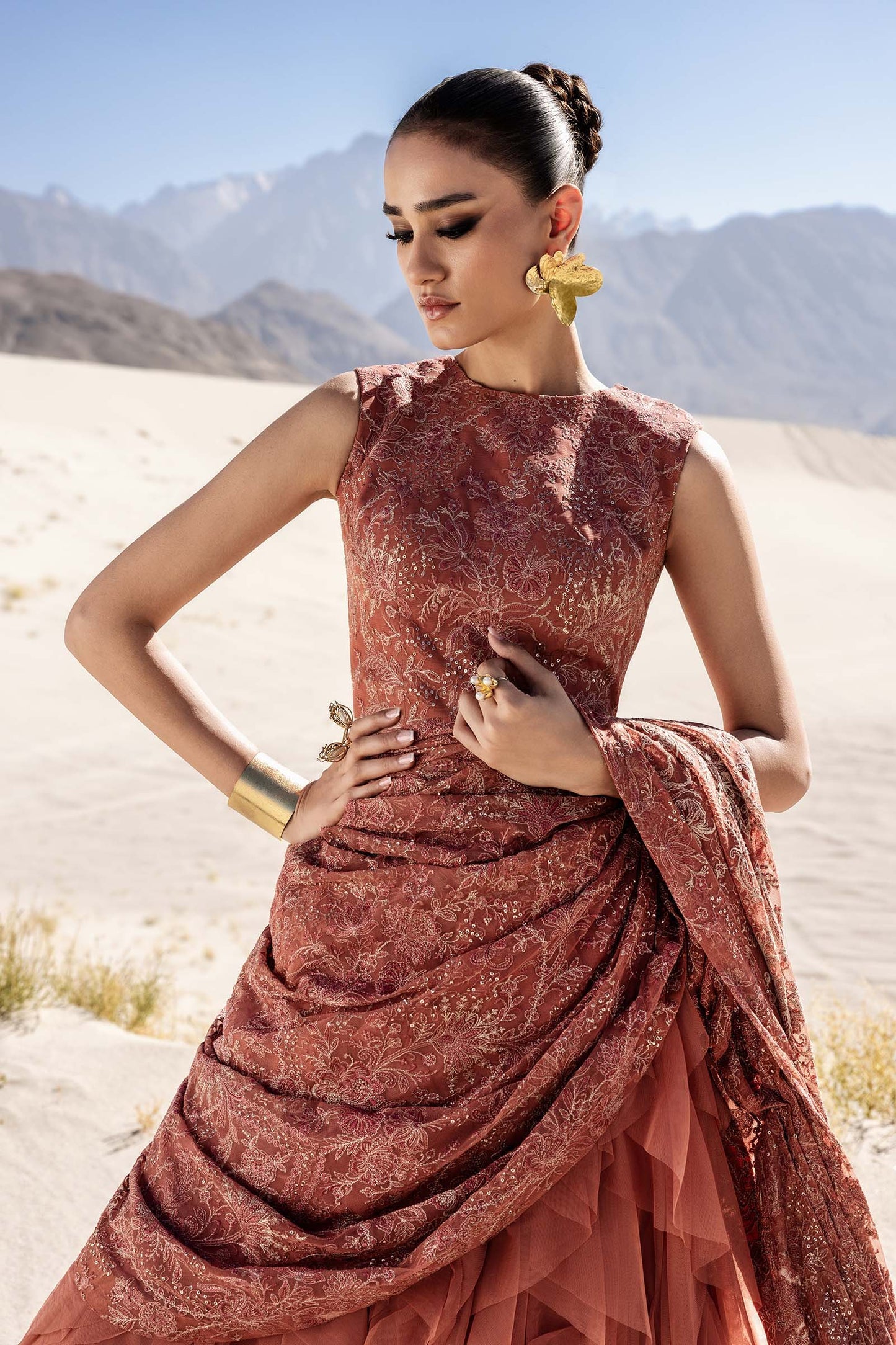 Embroidered Net Fabric (2Pcs) | LF-904