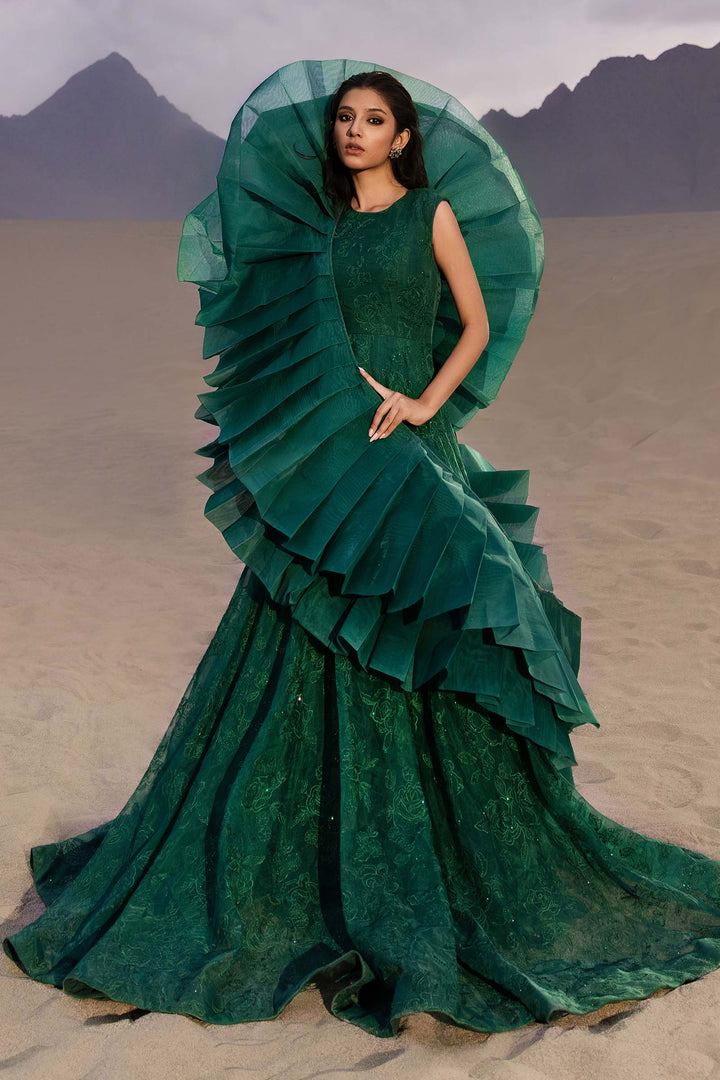 Embroidered Organza Fabric (2Pcs) | LF-909 All Products LF0909S-OLN-EGR