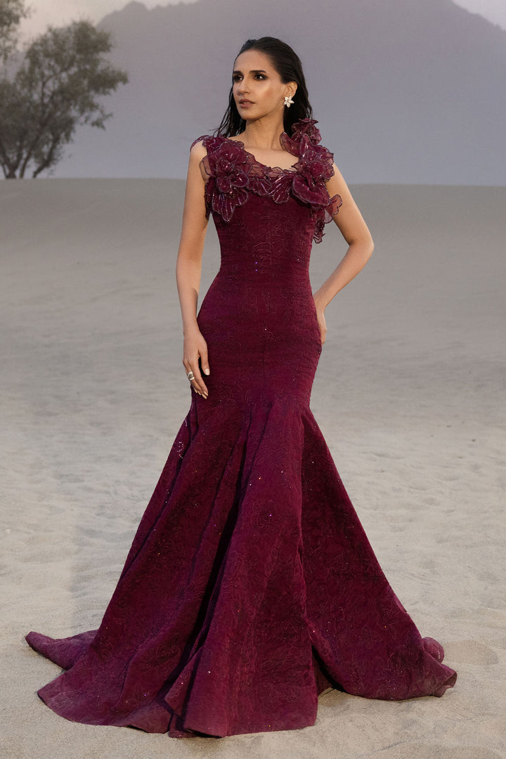 Embroidered Organza Fabric (1Pc) | LF-912 All Products LF0912S-OLN-PLM