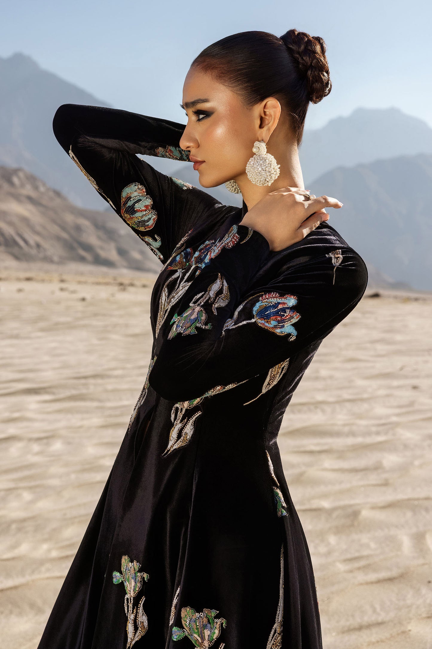 Embellished Velvet Fabric (1Pc) | LF-CH25-07