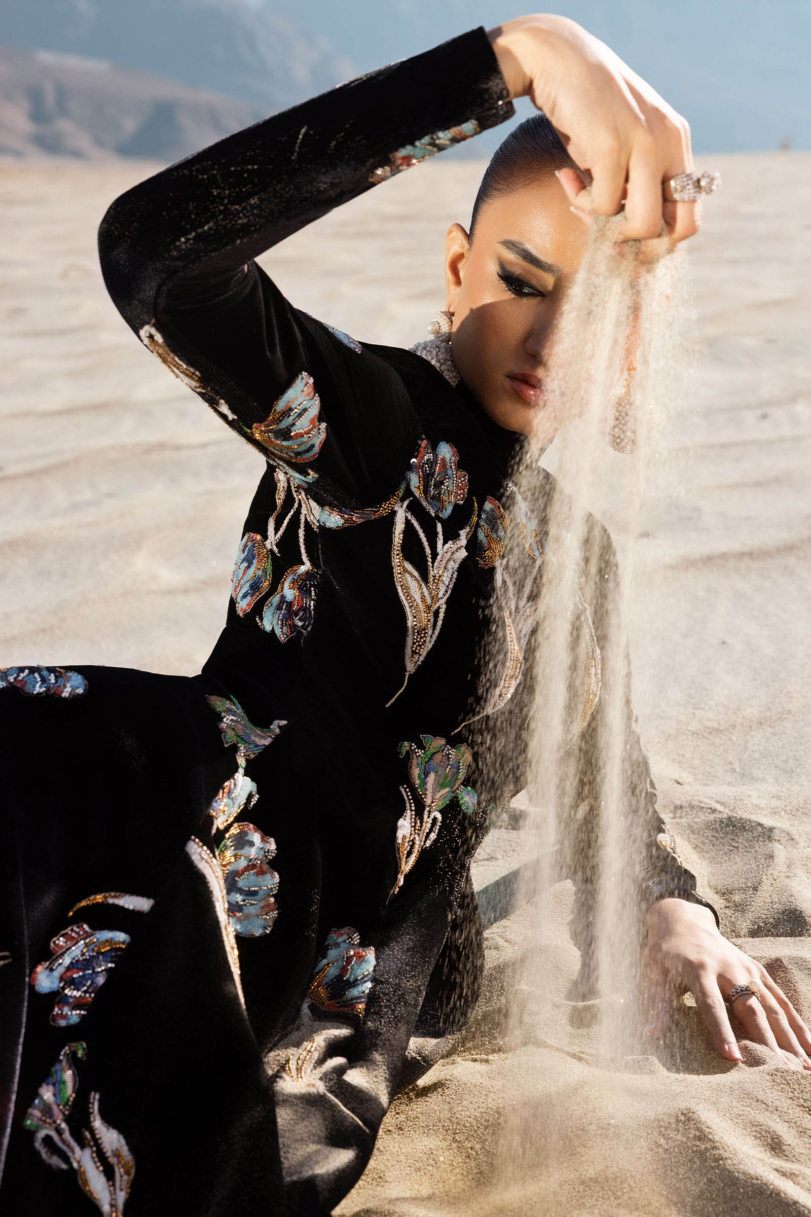Embellished Velvet Fabric (1Pc) | LF-CH25-07