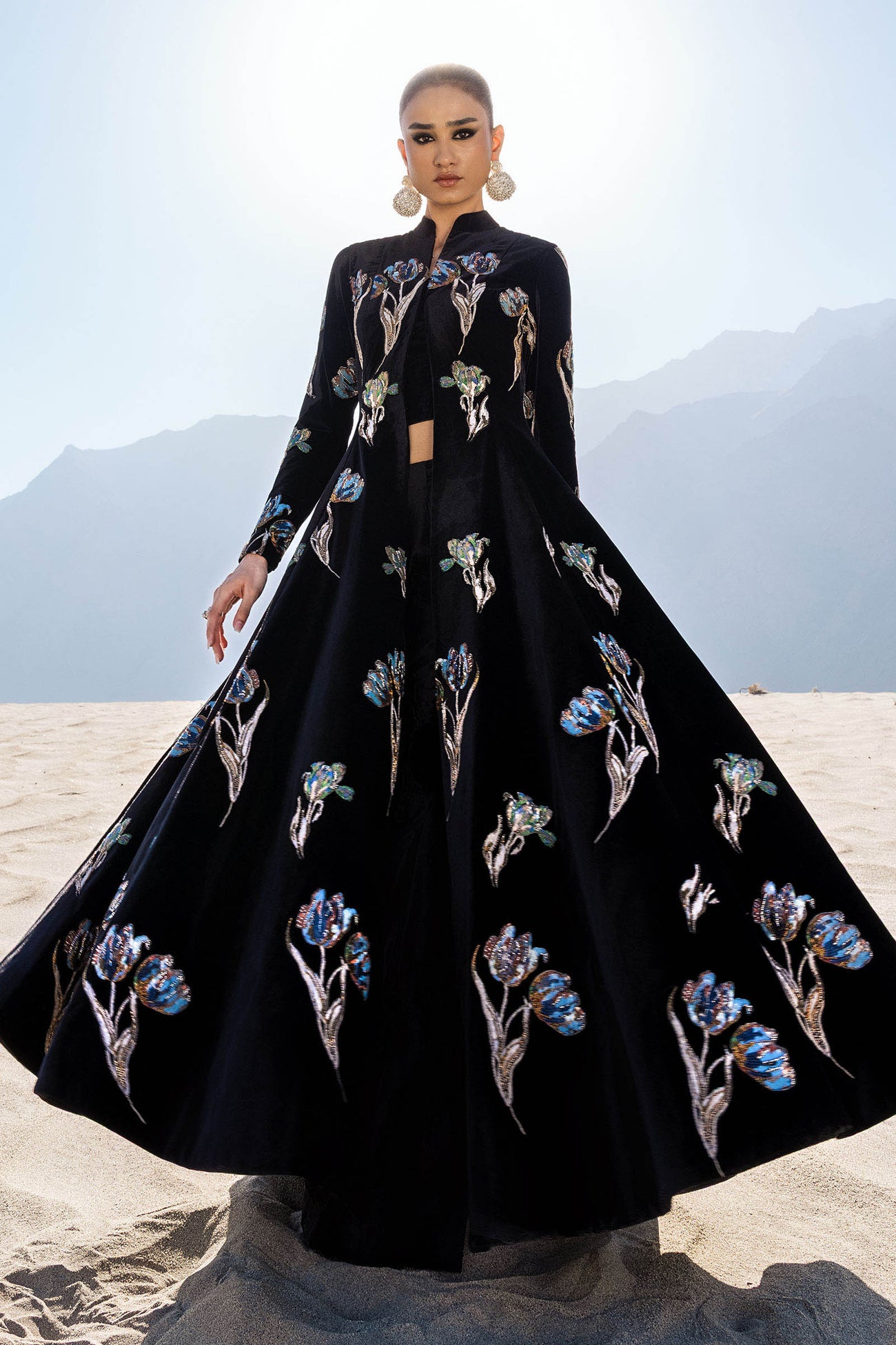 Embellished Velvet Fabric (1Pc) | LF-CH25-07