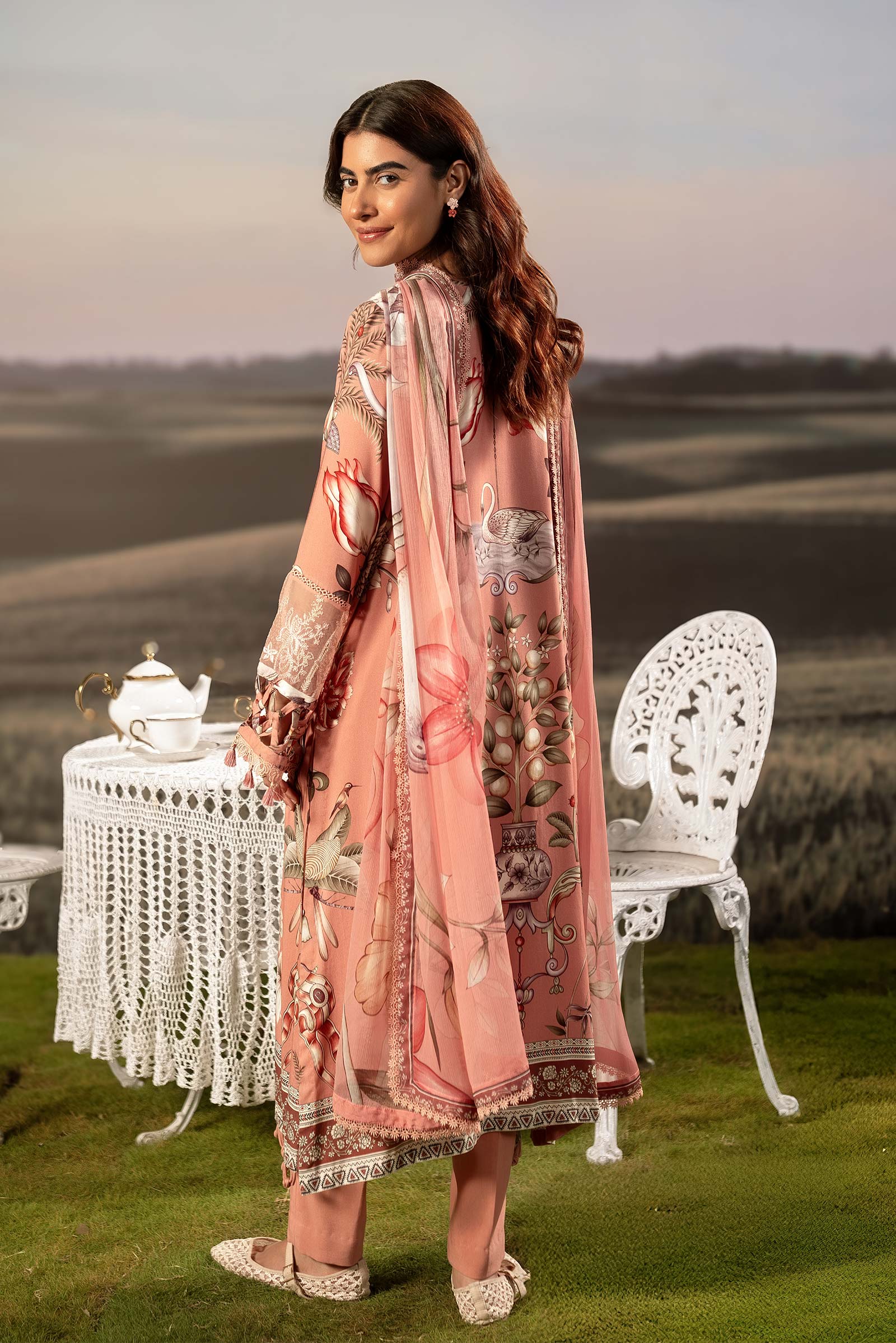 3 Pc Unstitched Embroidered Arabic Lawn Suit | MB-PFUS25-04B
