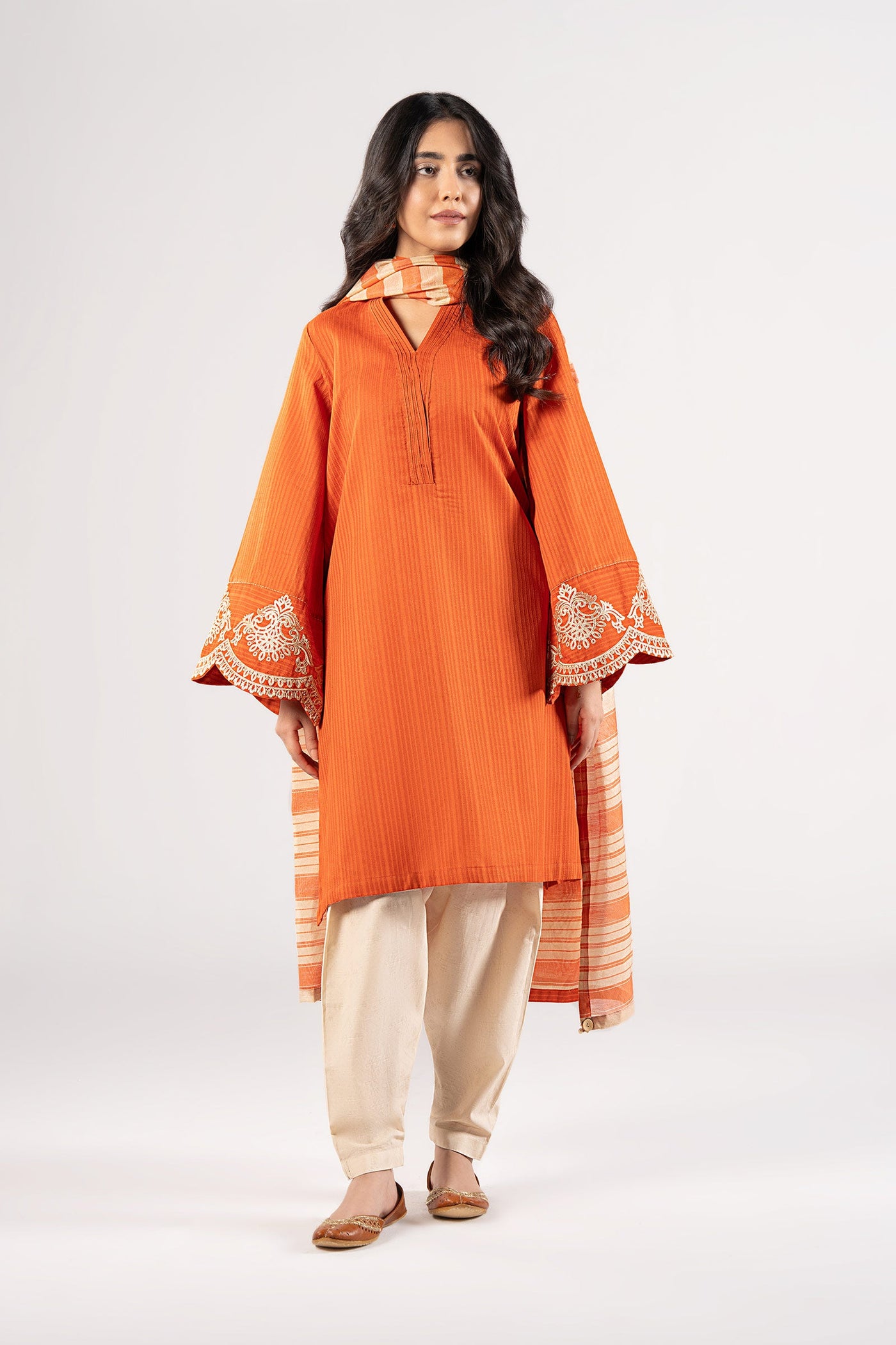 2 Pc Embroidered Textured Cotton Suit | MB-CS25-105
