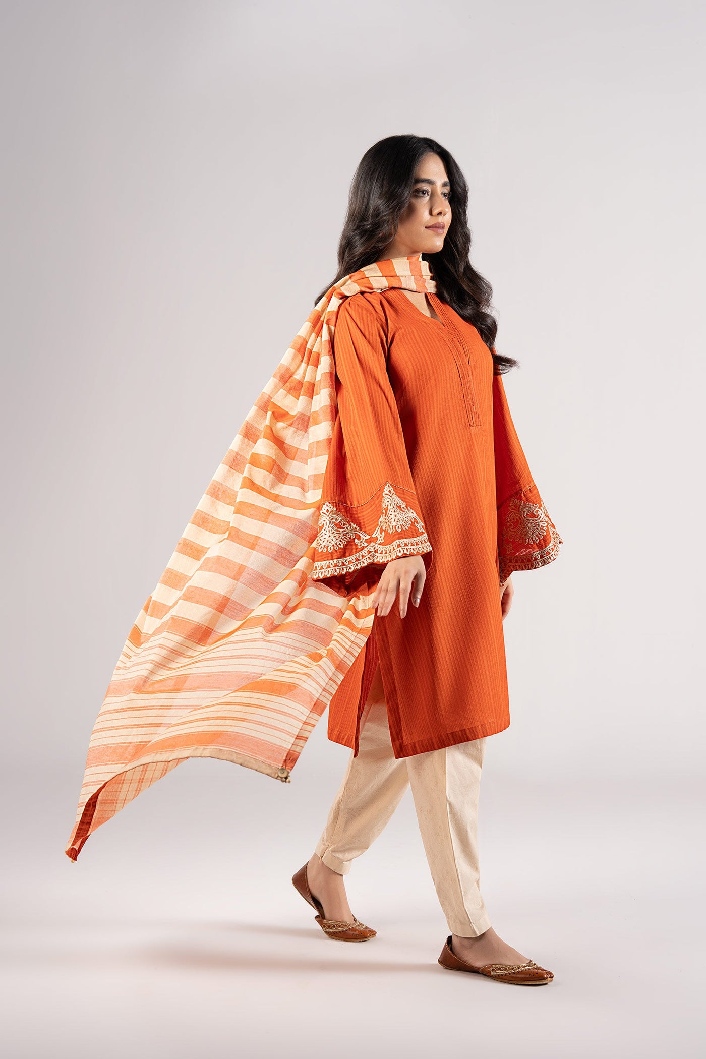 2 Pc Embroidered Textured Cotton Suit | MB-CS25-105