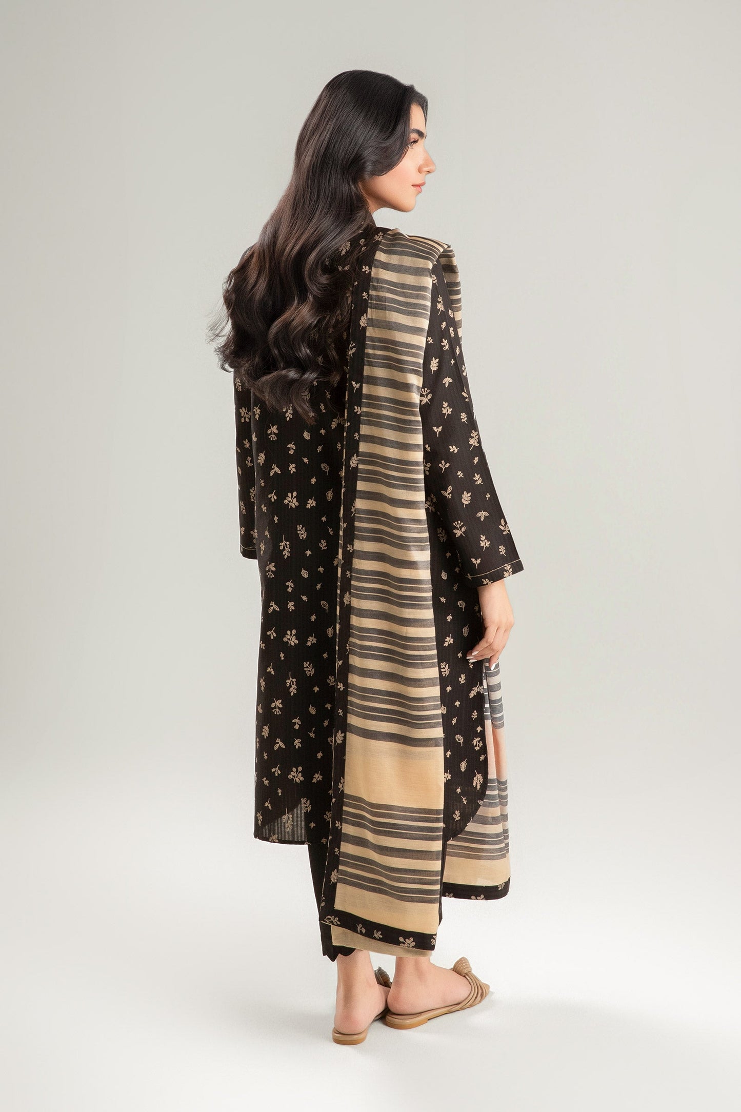 2 Pc Printed Textured Cotton Suit