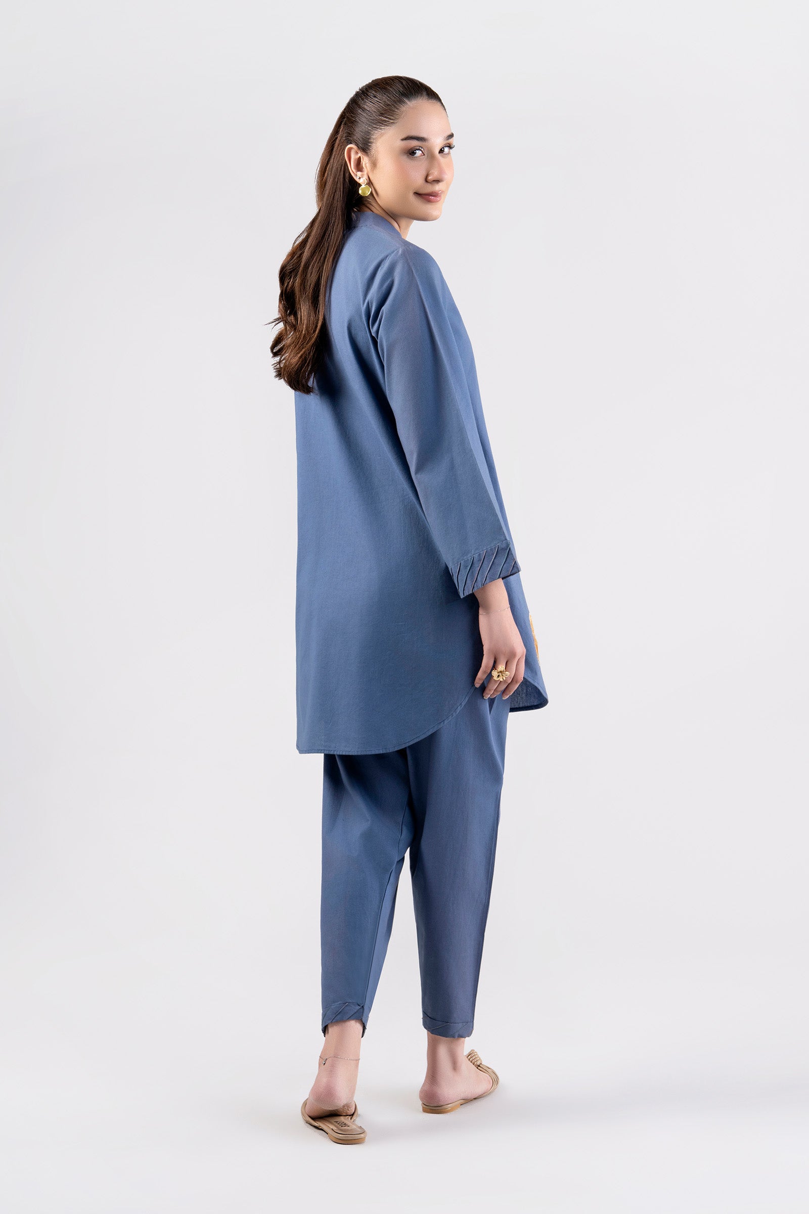 2 Pc Embroidered Linen Suit