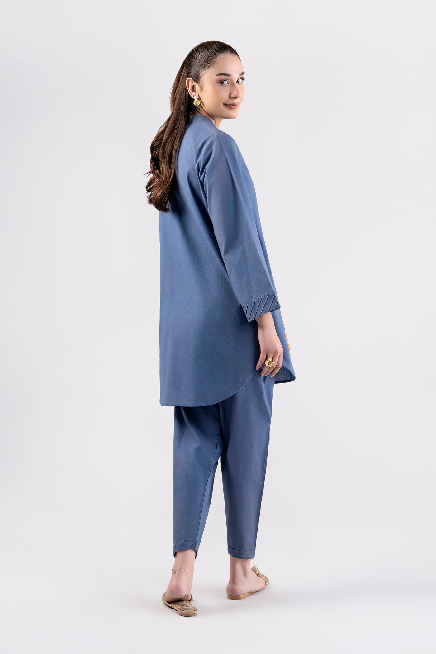 2 Pc Embroidered Linen Suit