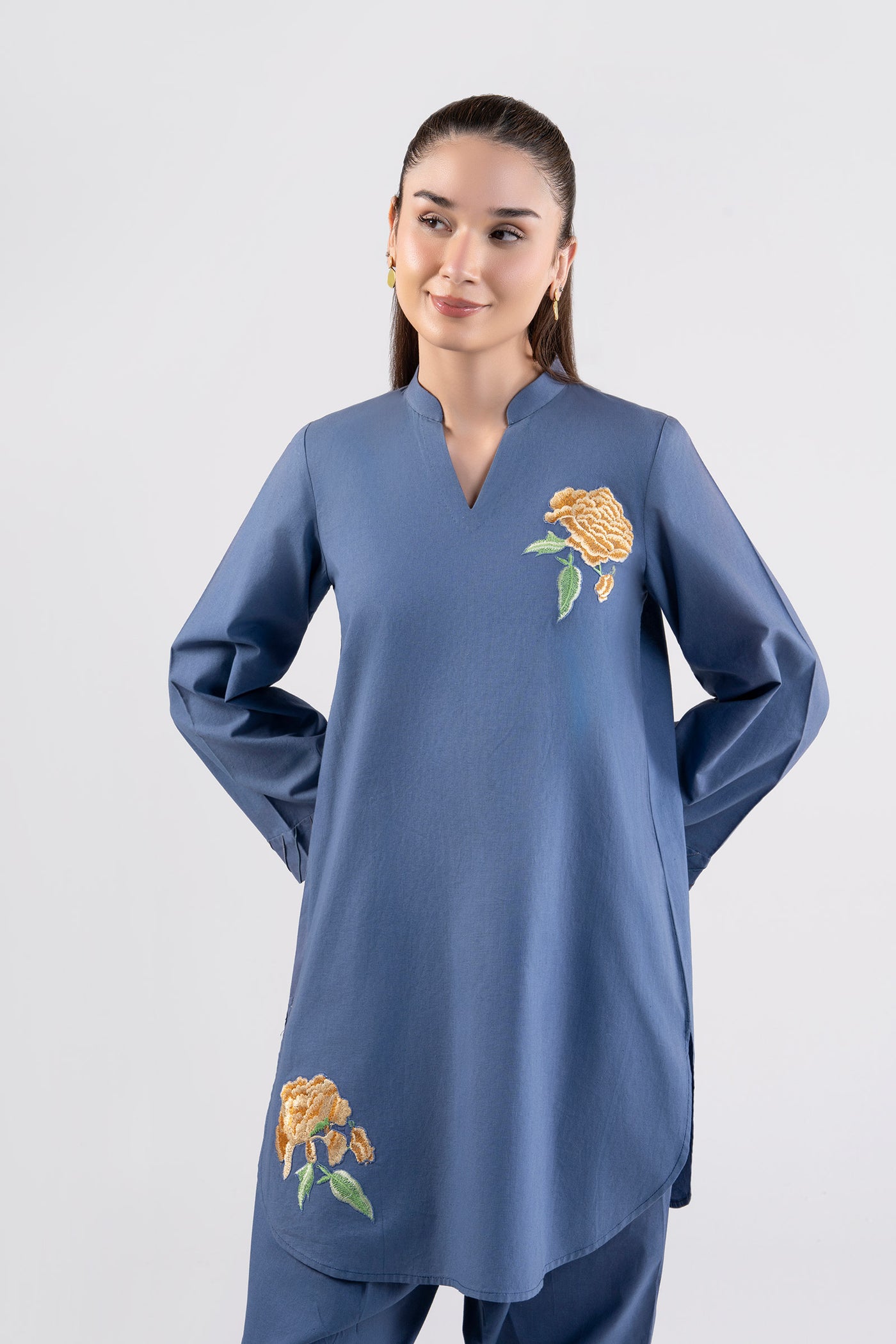 2 Pc Embroidered Linen Suit