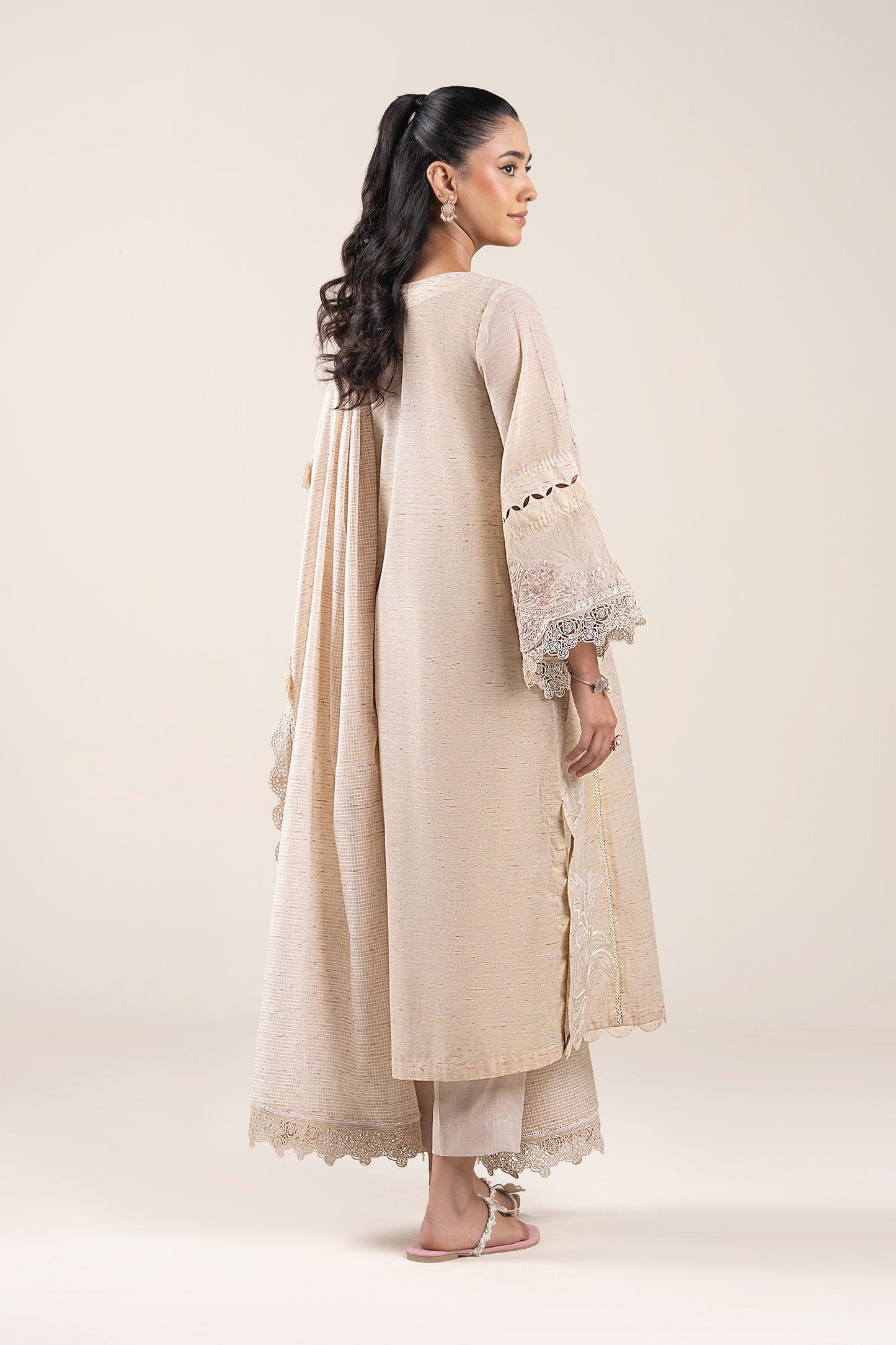 2 Pc Embroidered Tonal Neps Suit