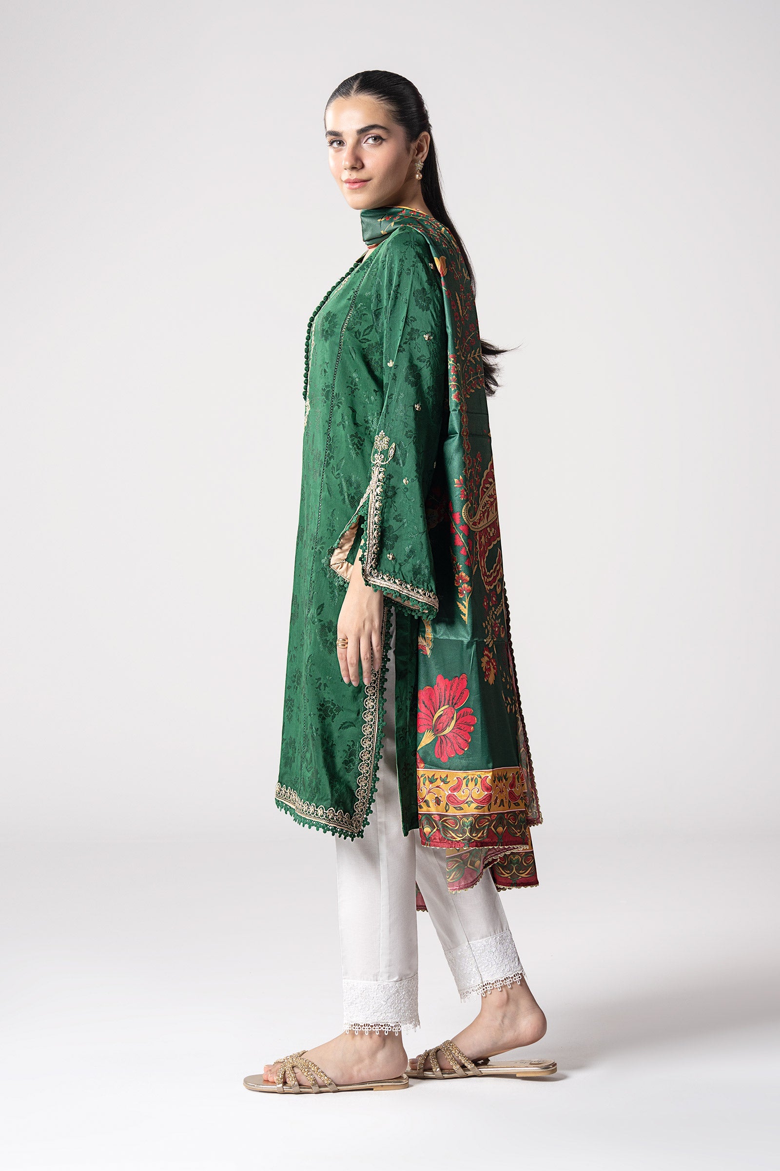 2 Pc Embroidered Self Textured Dobby Viscose Suit