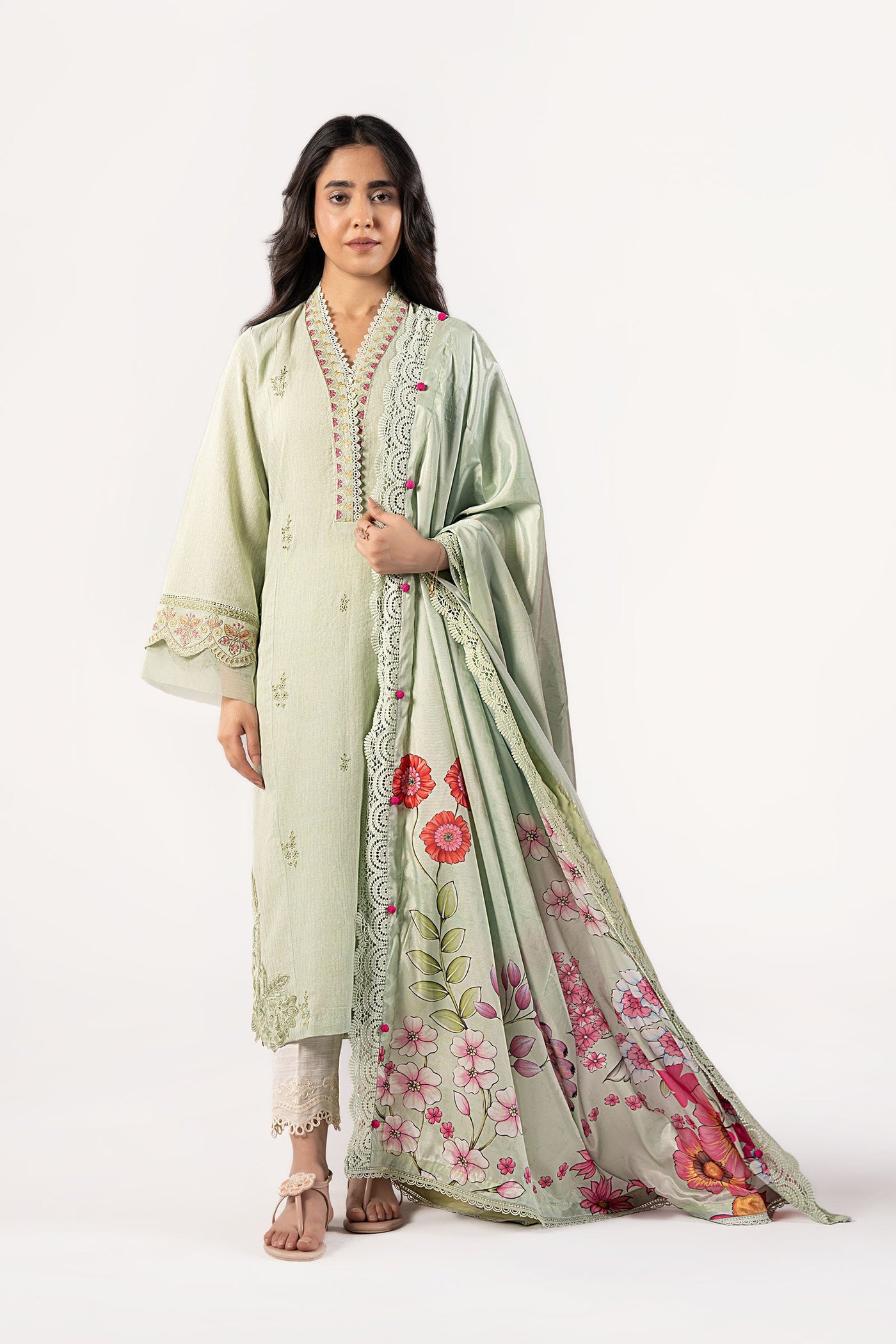 2 Pc Embroidered Lurex Texture Suit | MB-CS25-114