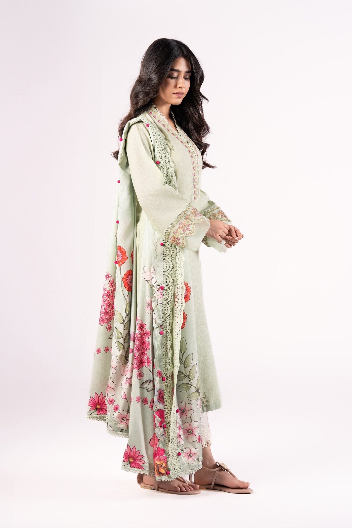 2 Pc Embroidered Lurex Texture Suit | MB-CS25-114