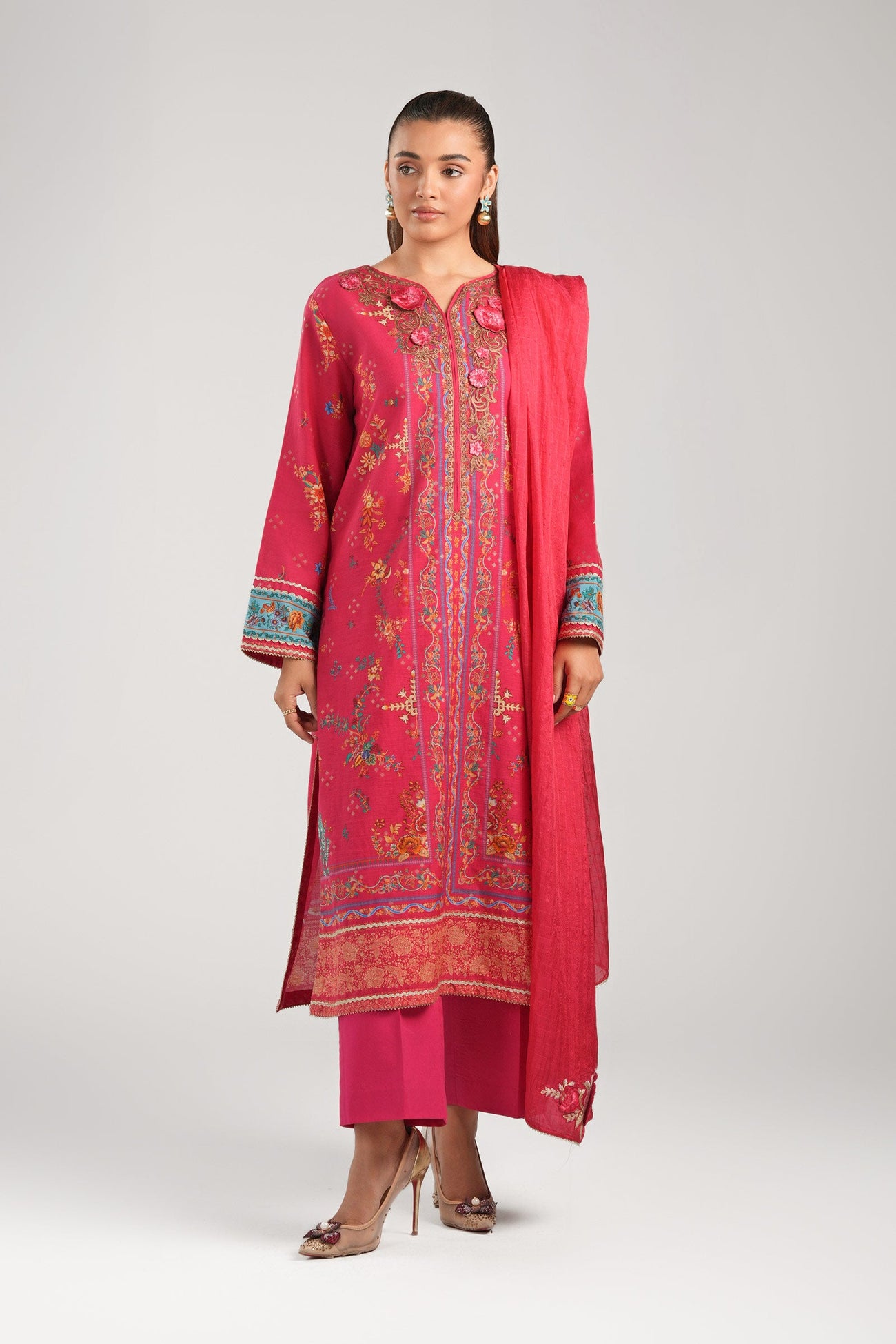 2 Pc Embroidered Lurex Mukaish Suit