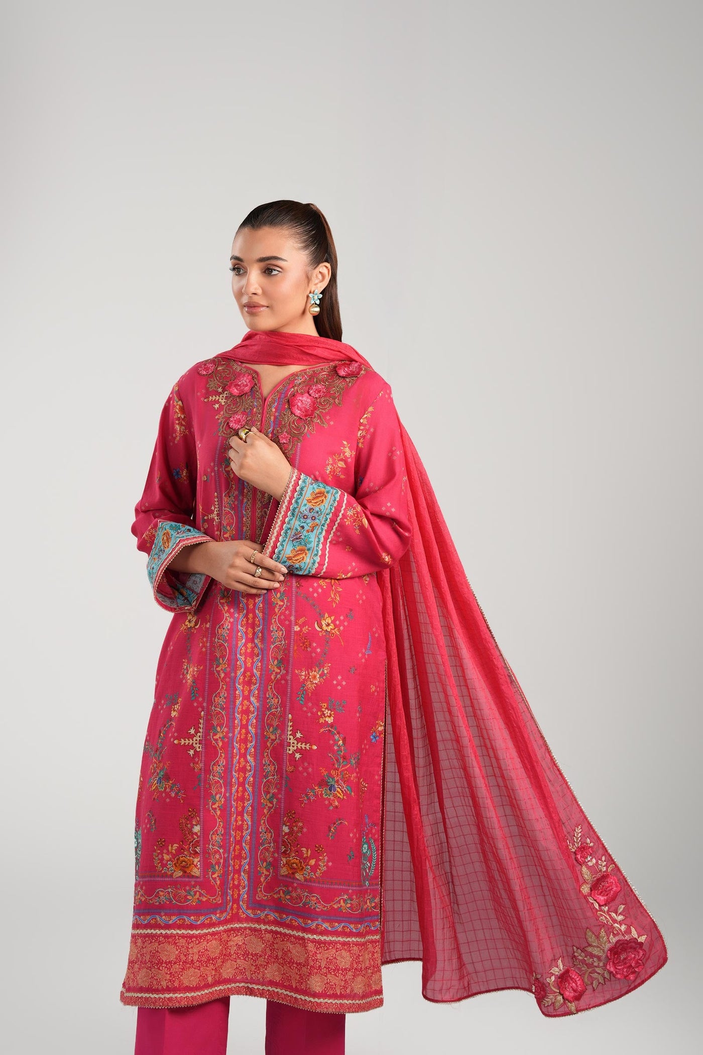 2 Pc Embroidered Lurex Mukaish Suit