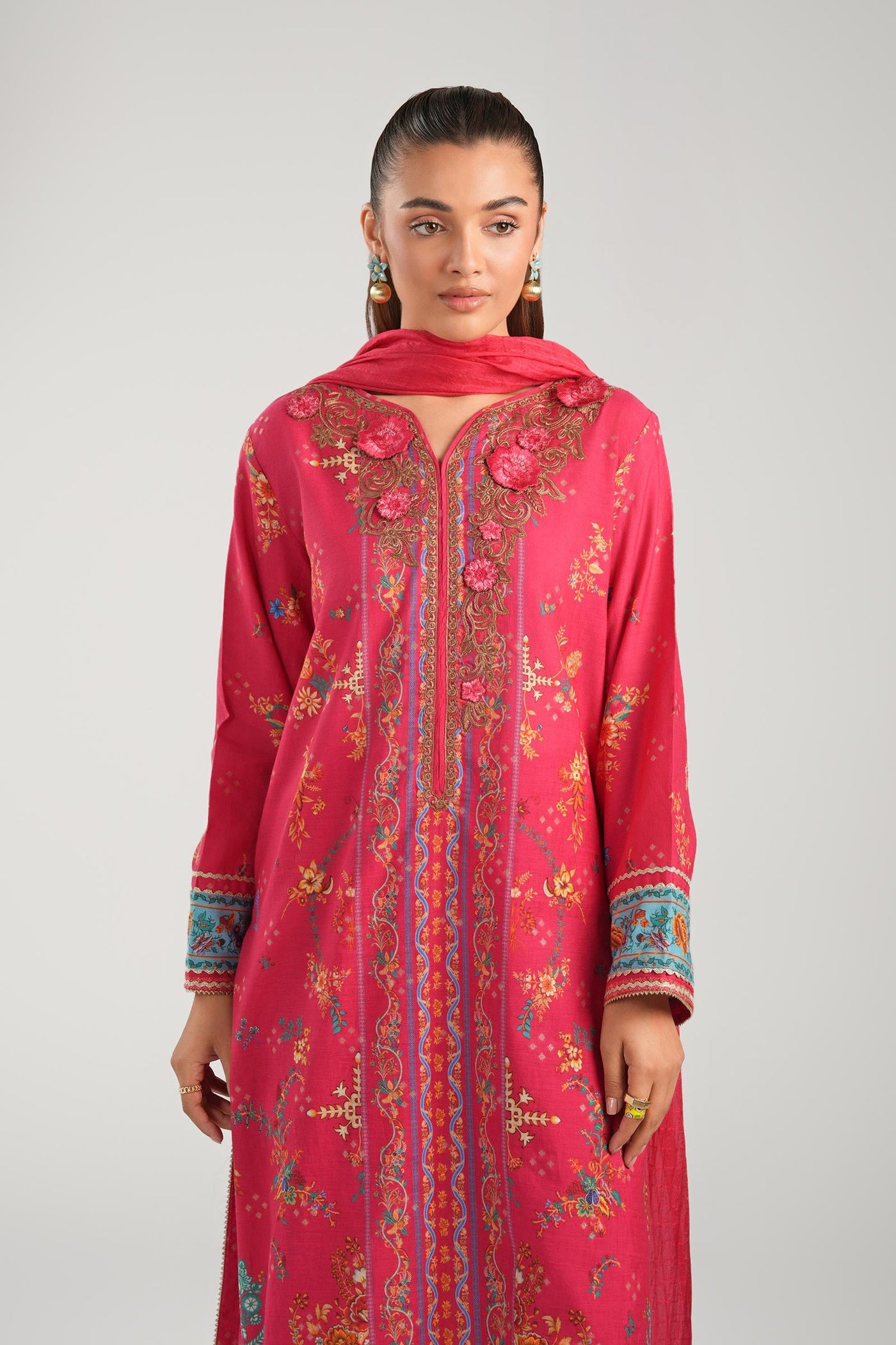 2 Pc Embroidered Lurex Mukaish Suit
