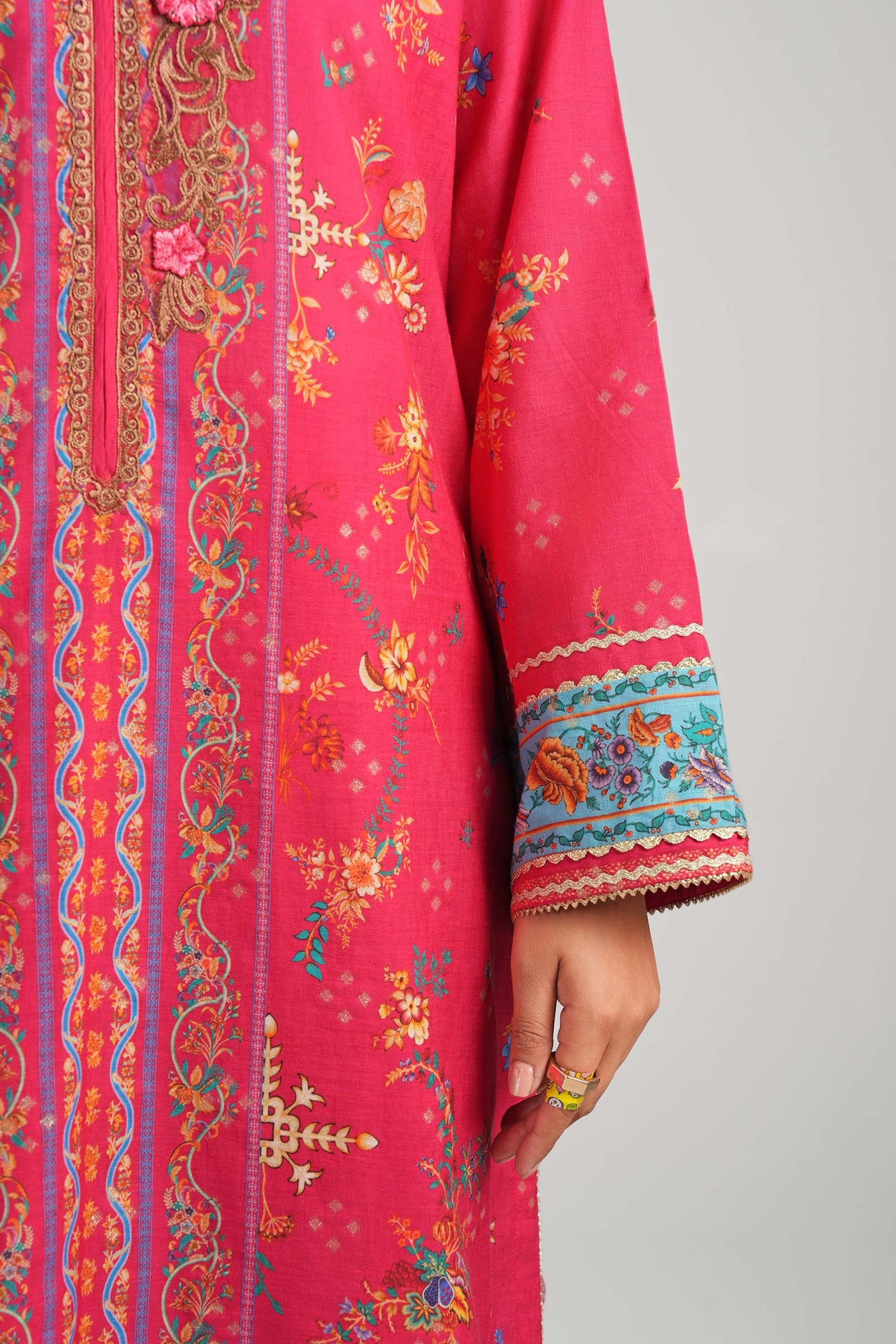 2 Pc Embroidered Lurex Mukaish Suit