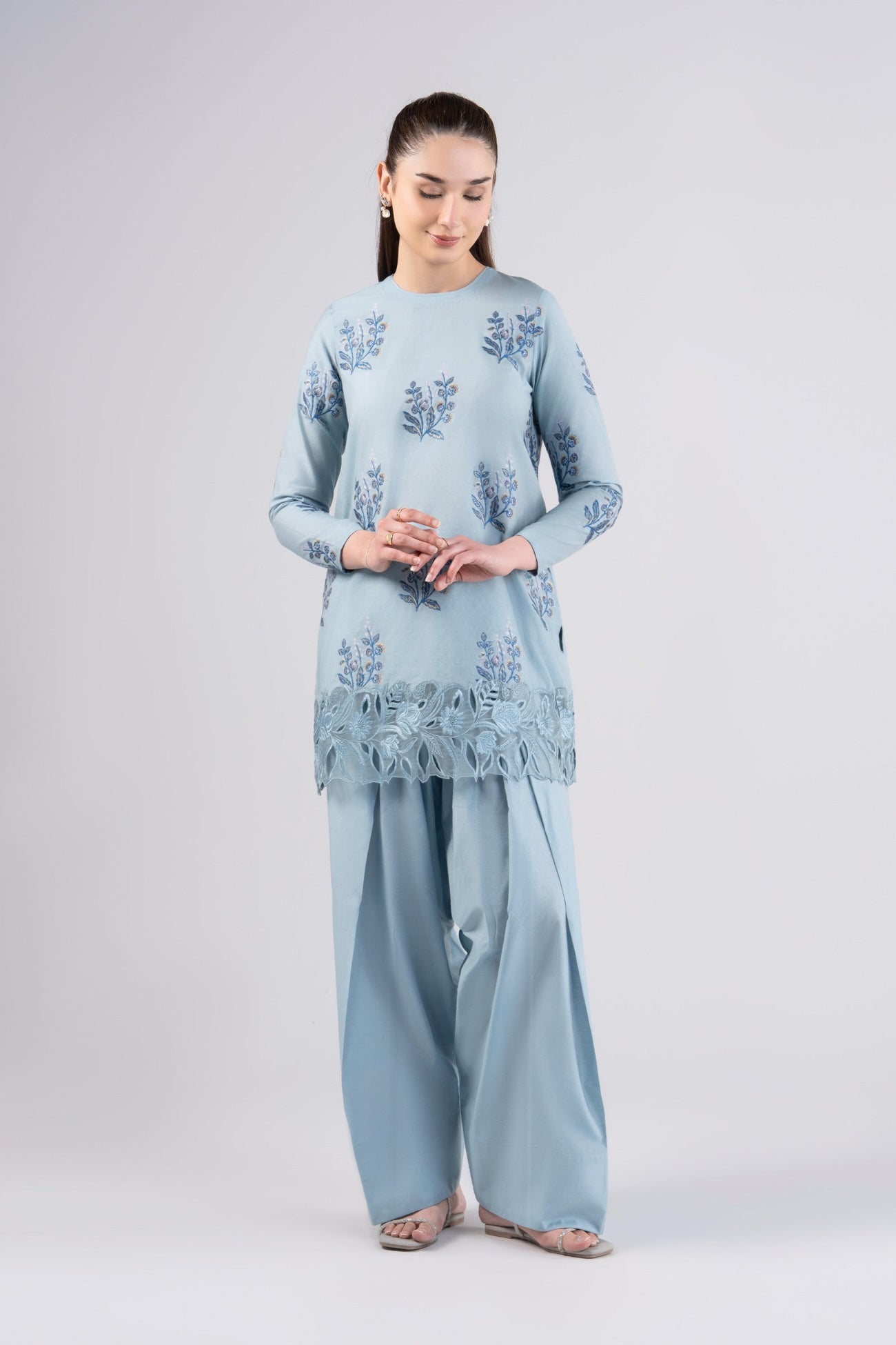2 Pc Embroidered Jacquard Suit