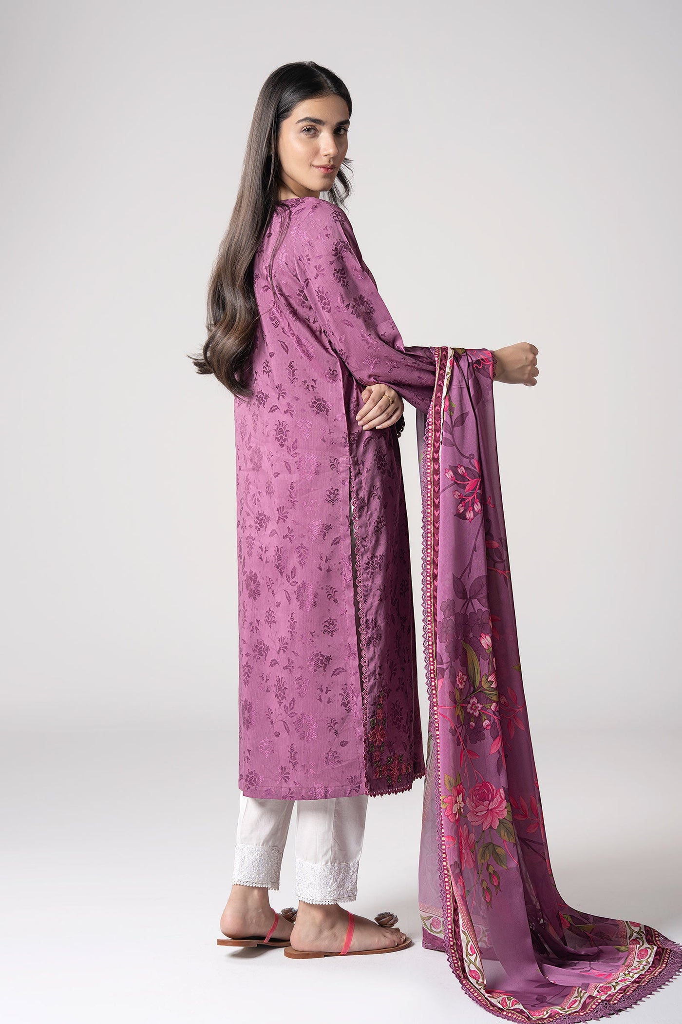 2 Pc Embroidered Self Textured Dobby Viscose Suit