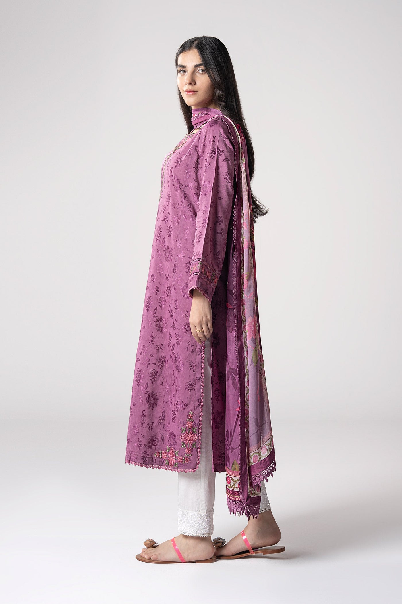 2 Pc Embroidered Self Textured Dobby Viscose Suit
