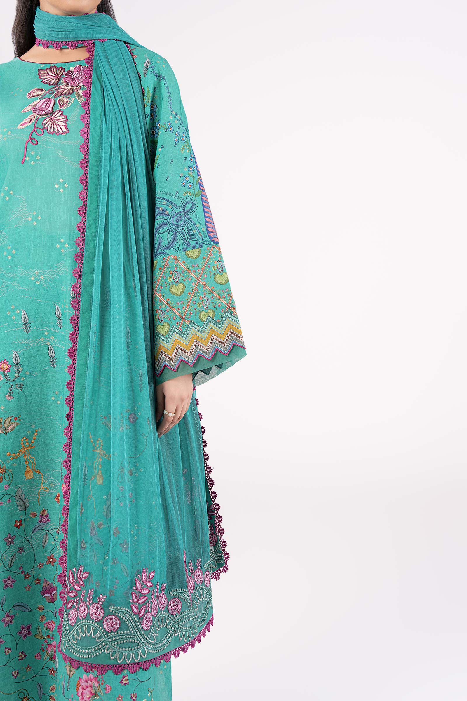 2 Pc Embroidered Lurex Mukaish Suit