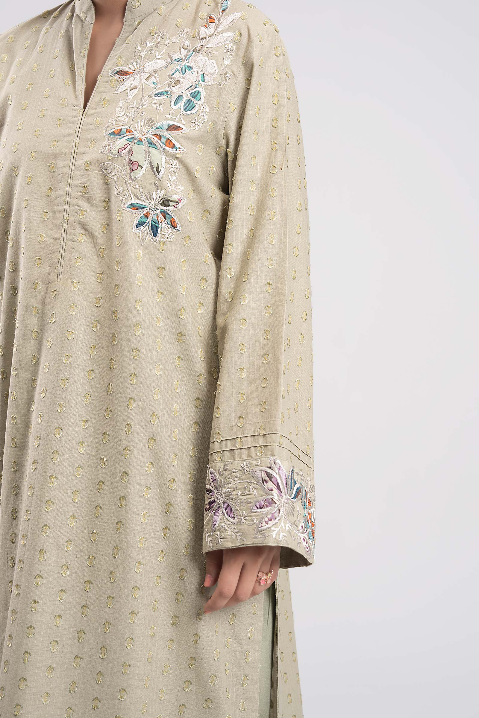 2 Pc Embroidered Lurex Suit