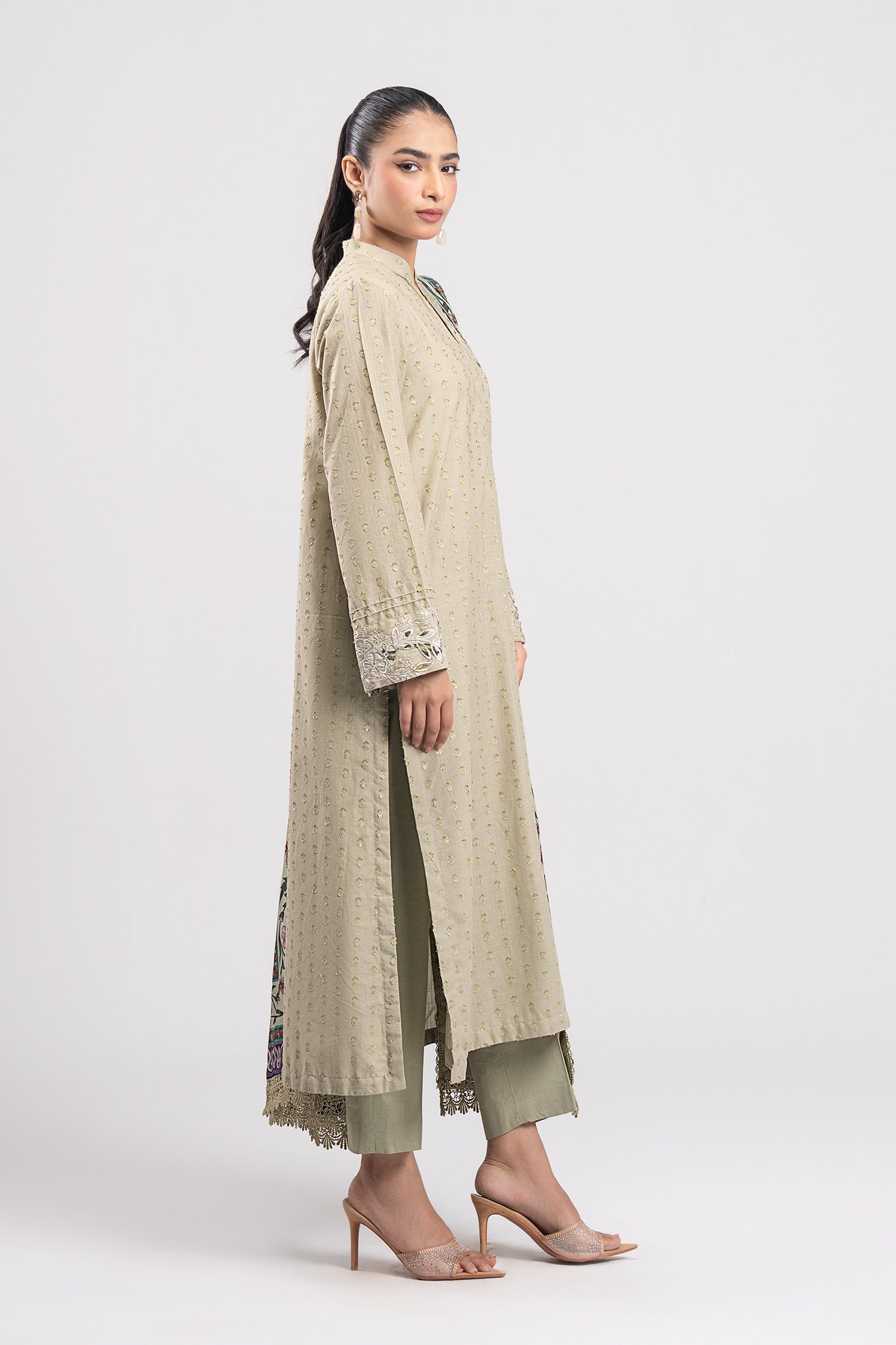 2 Pc Embroidered Lurex Suit