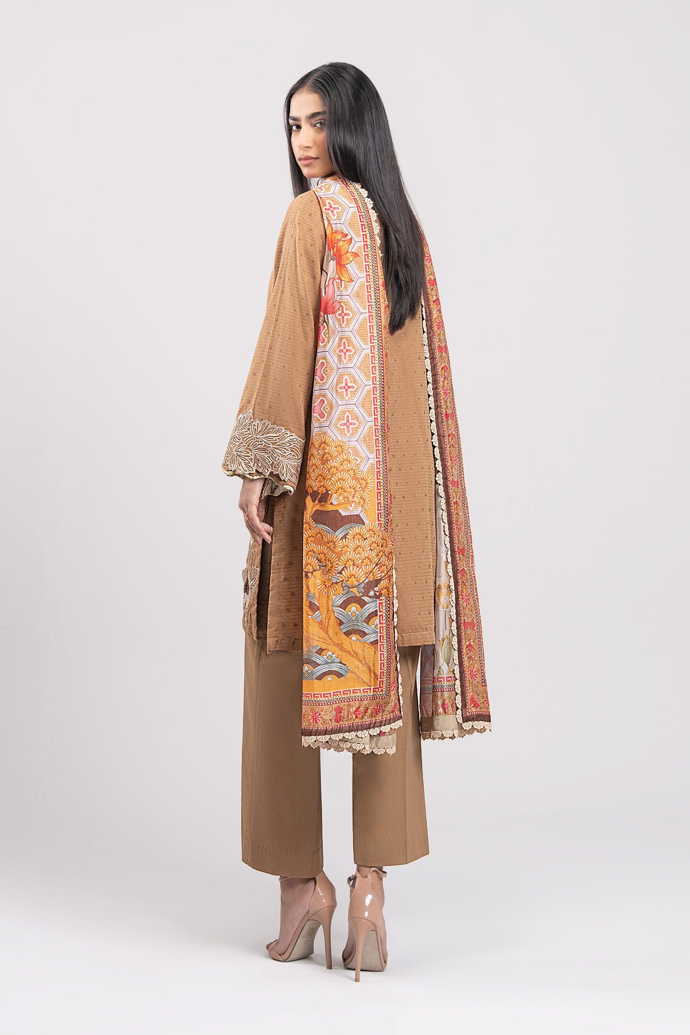2 Pc Embroidered Lurex Suit