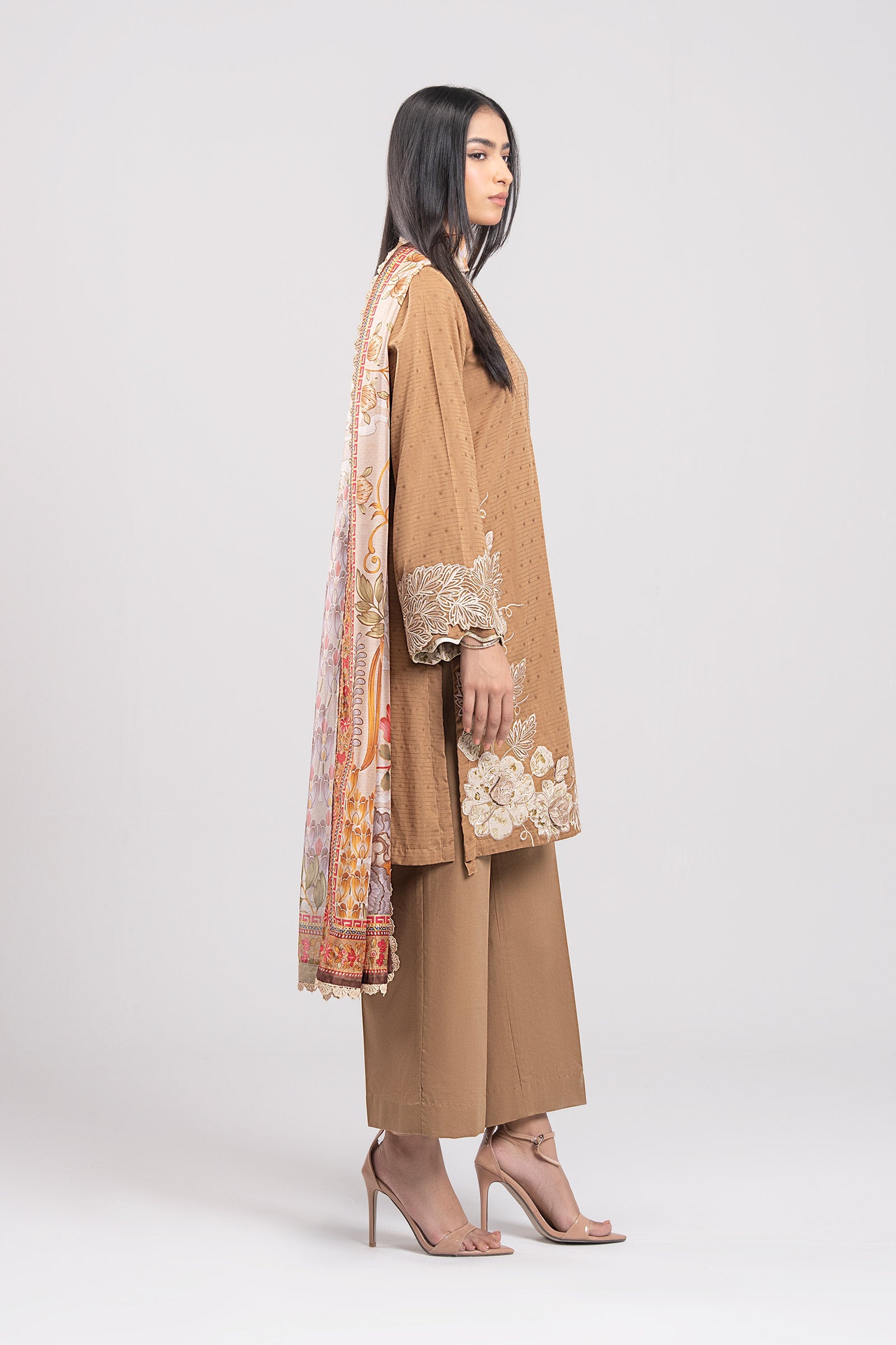 2 Pc Embroidered Lurex Suit