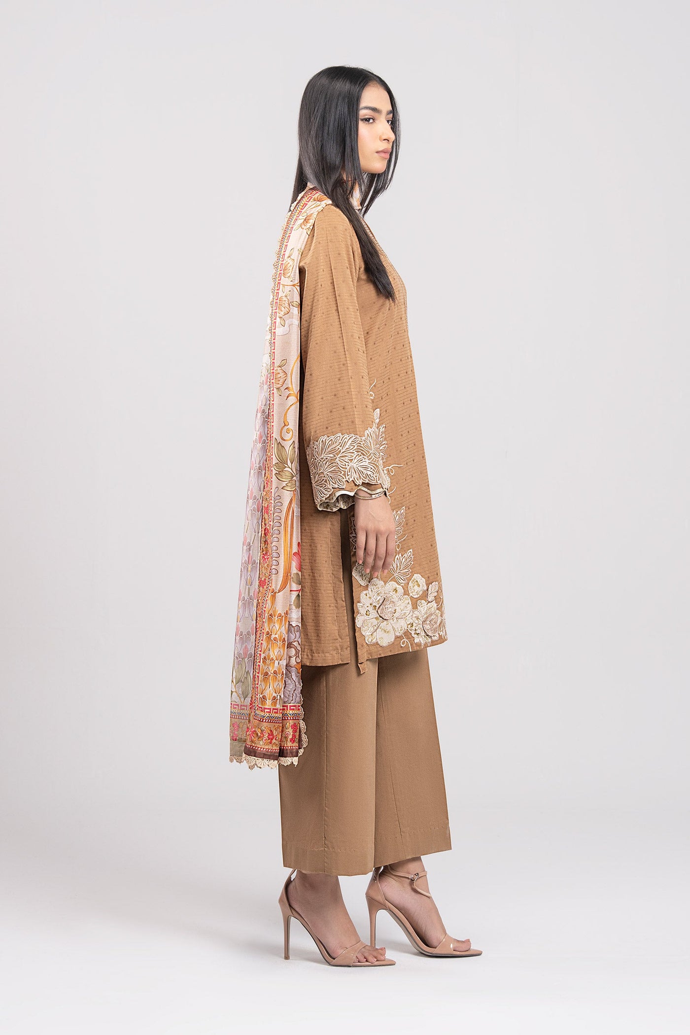 2 Pc Embroidered Lurex Suit