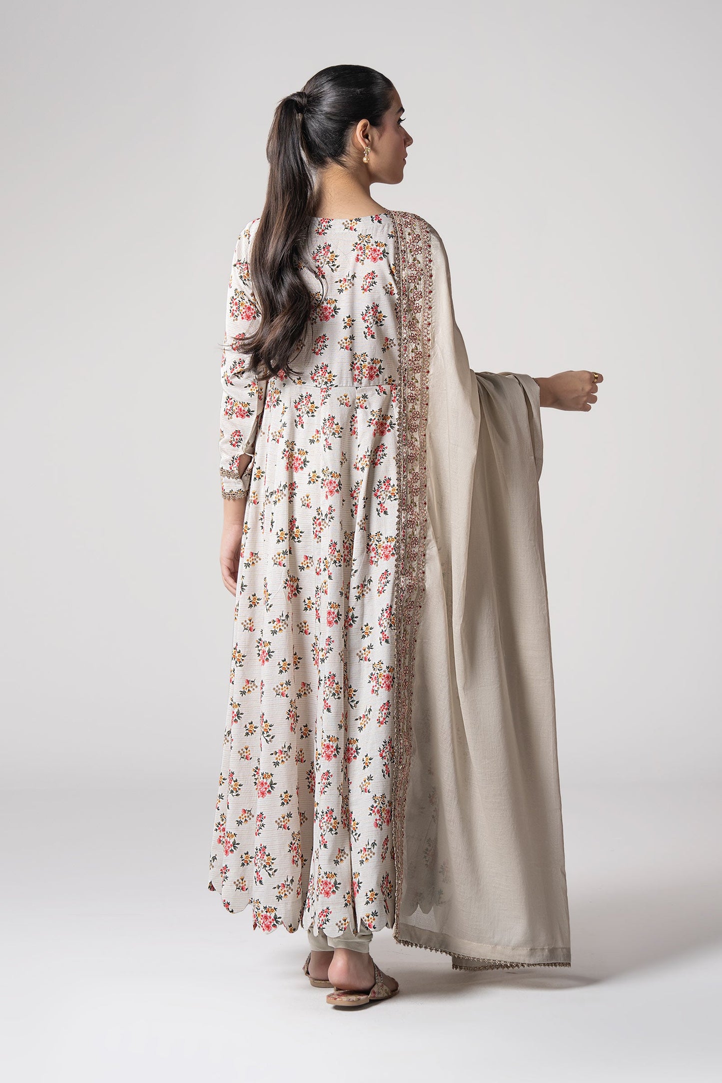 2 Pc Embroidered Zari Stripes Suit