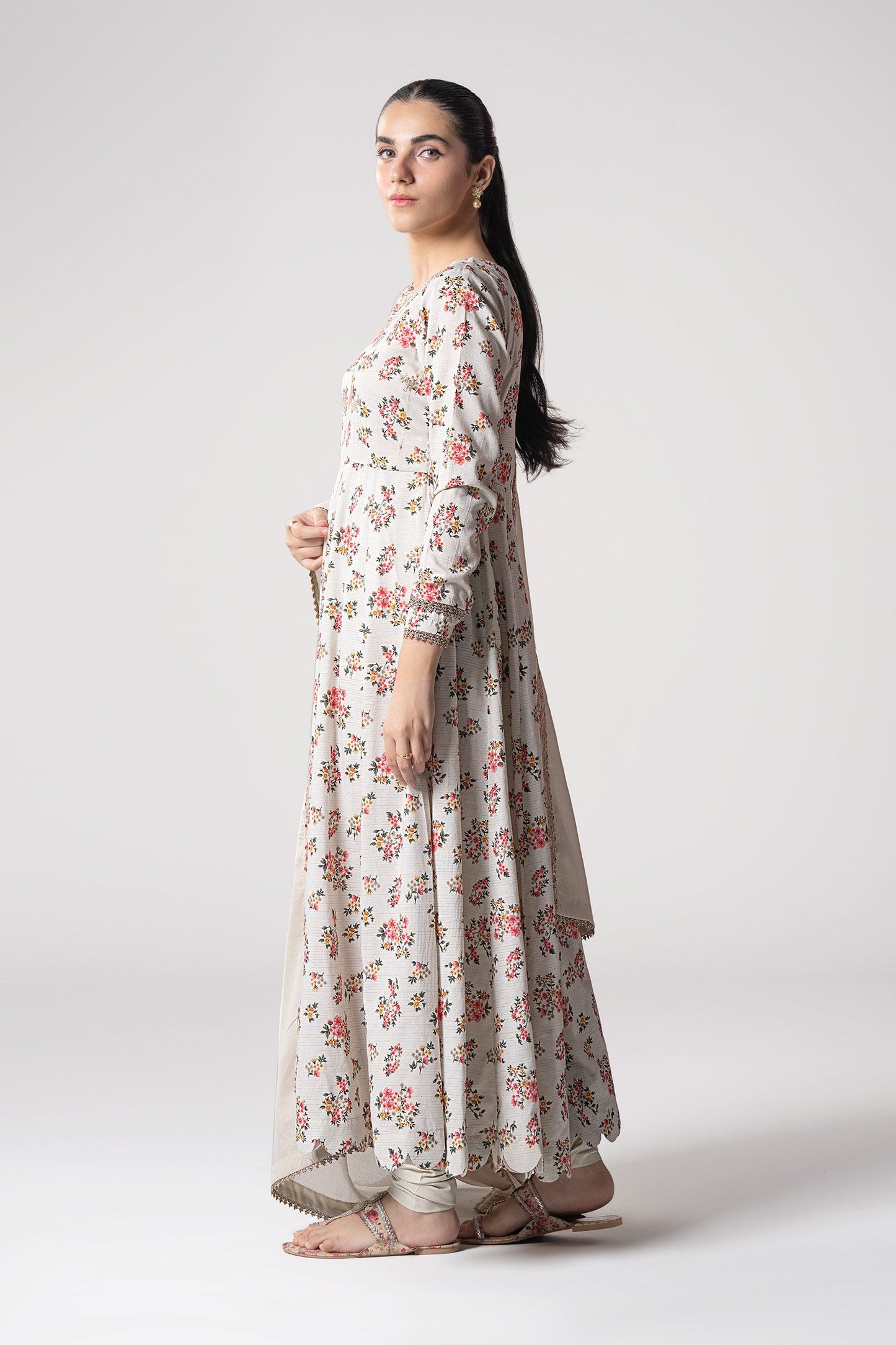 2 Pc Embroidered Zari Stripes Suit