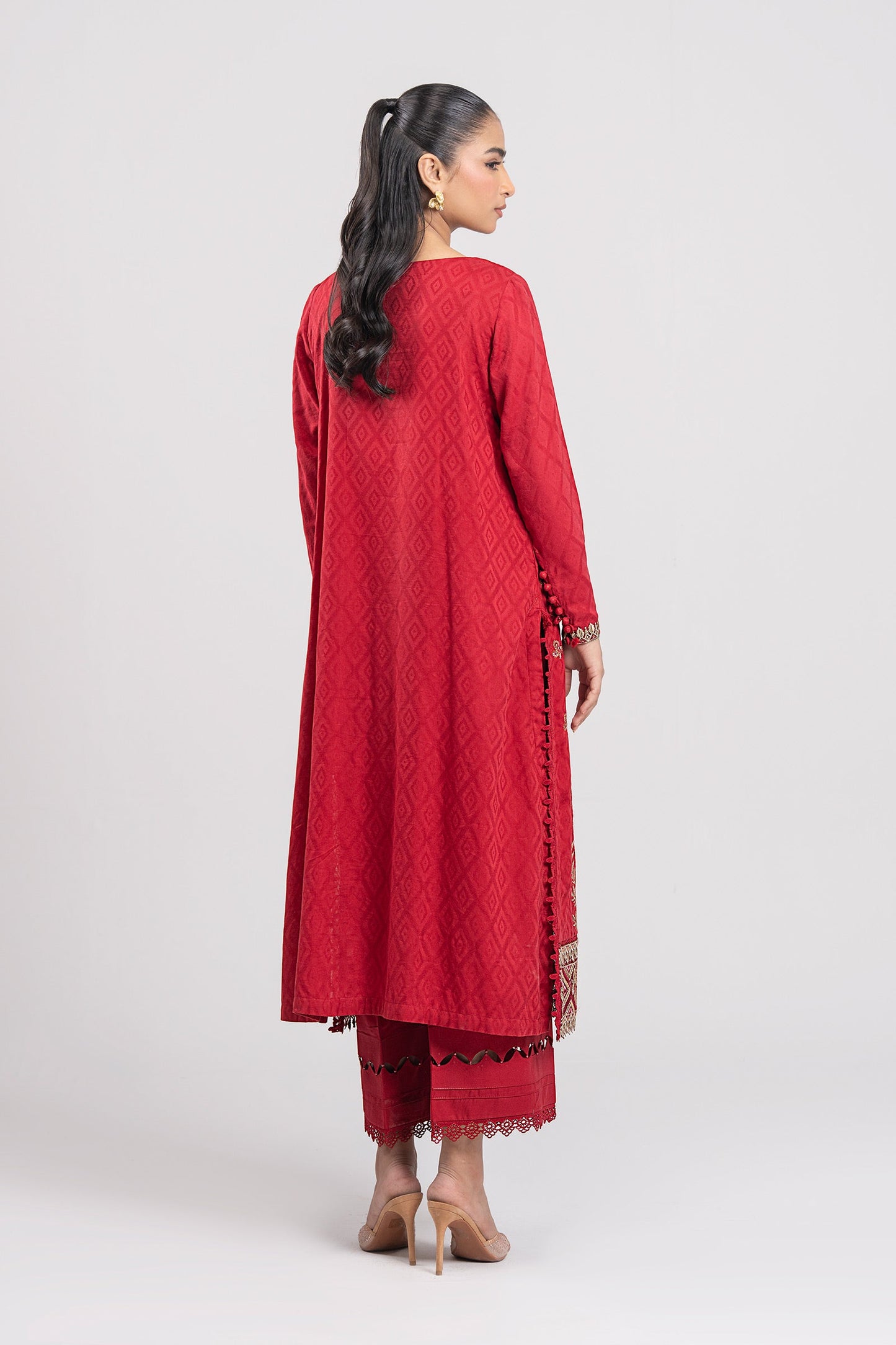 3 Pc Embroidered Mesh Lurex Dots Suit